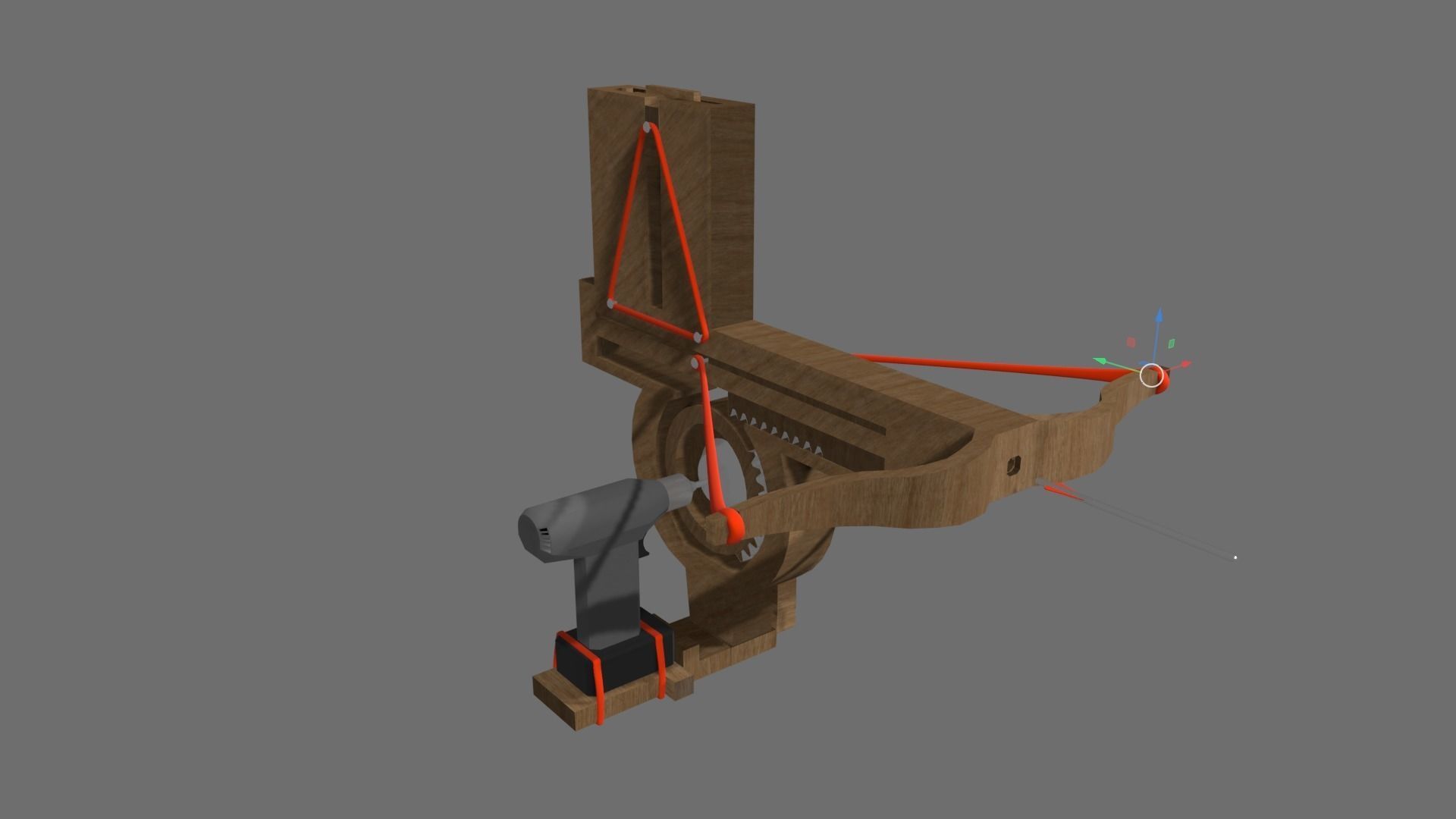 Rack and Pinion Powered Crossbow 3D model_3