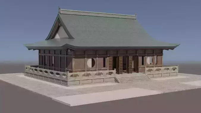 Japanese Modular Temple 3 Low-poly 3D model