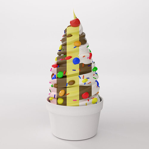 Soft Serve Ice Cream Cup 3D model 3