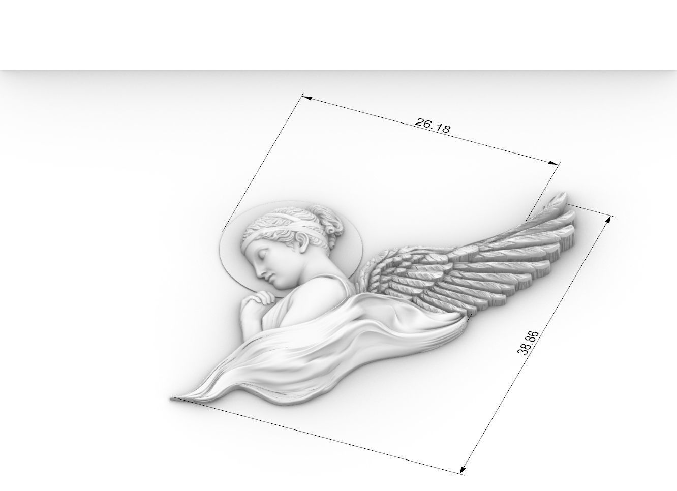 classical angel tattoo style Bas Relief 3D print cnc  3D print model_4