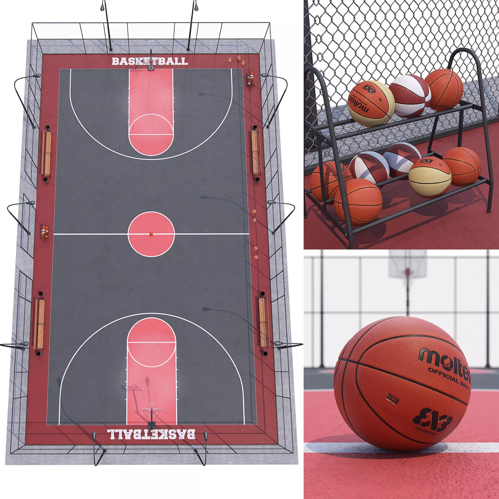 Basketball court Hq 3D model_0