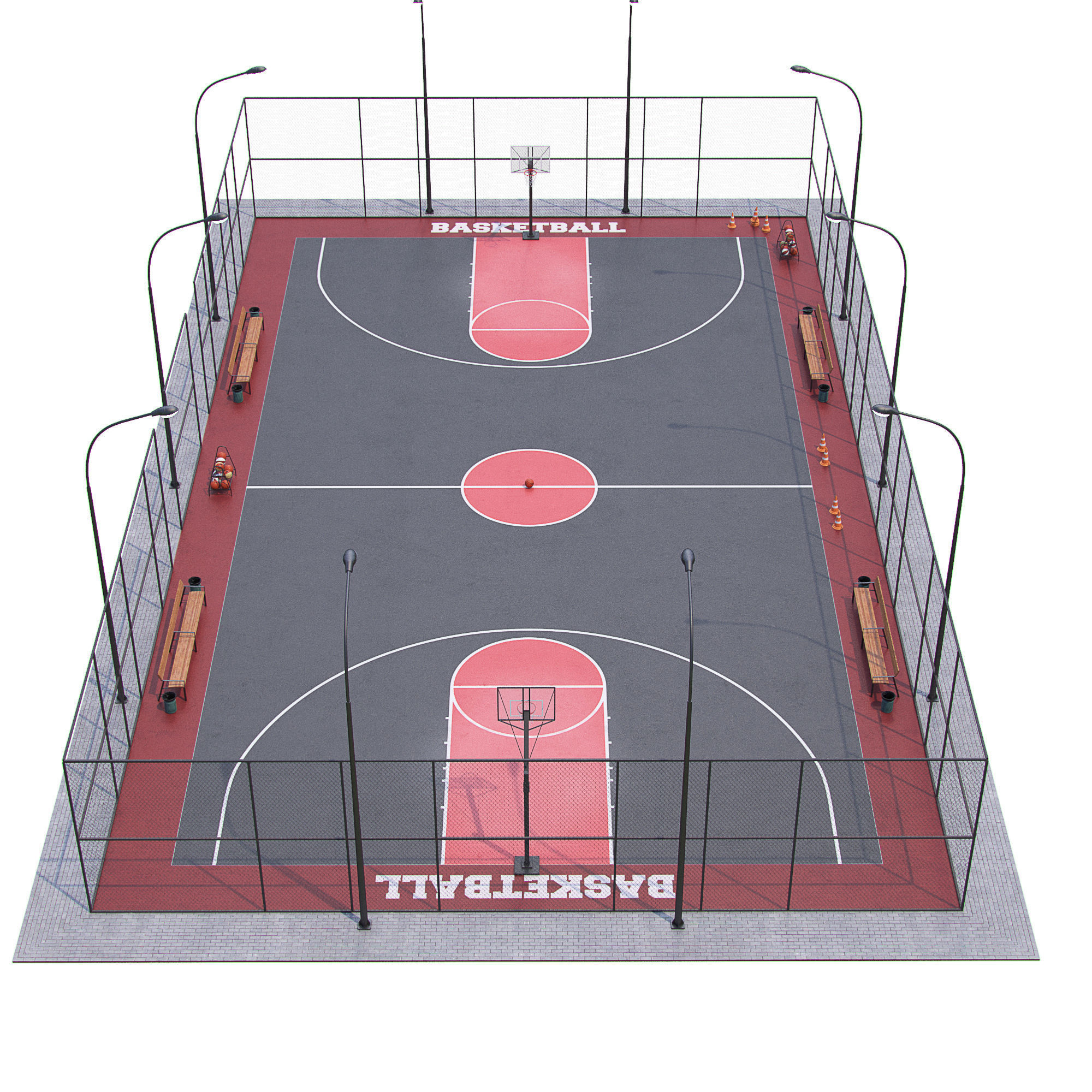 Basketball court Hq 3D model_2