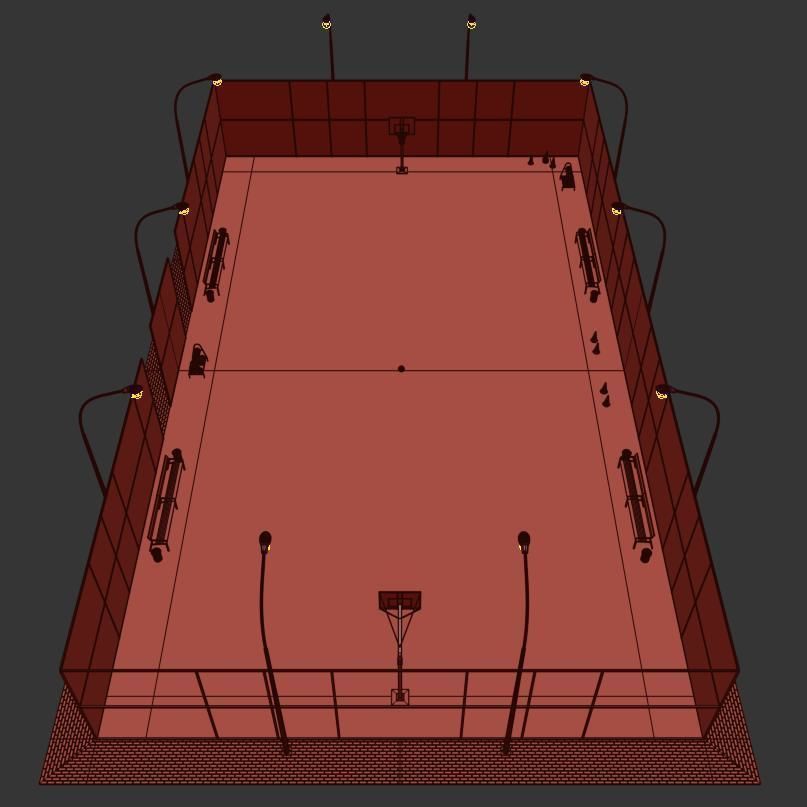 Basketball court Hq 3D model_14