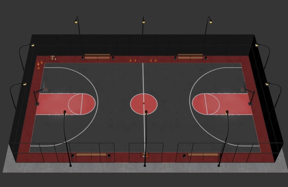 Basketball court Hq 3D model_11