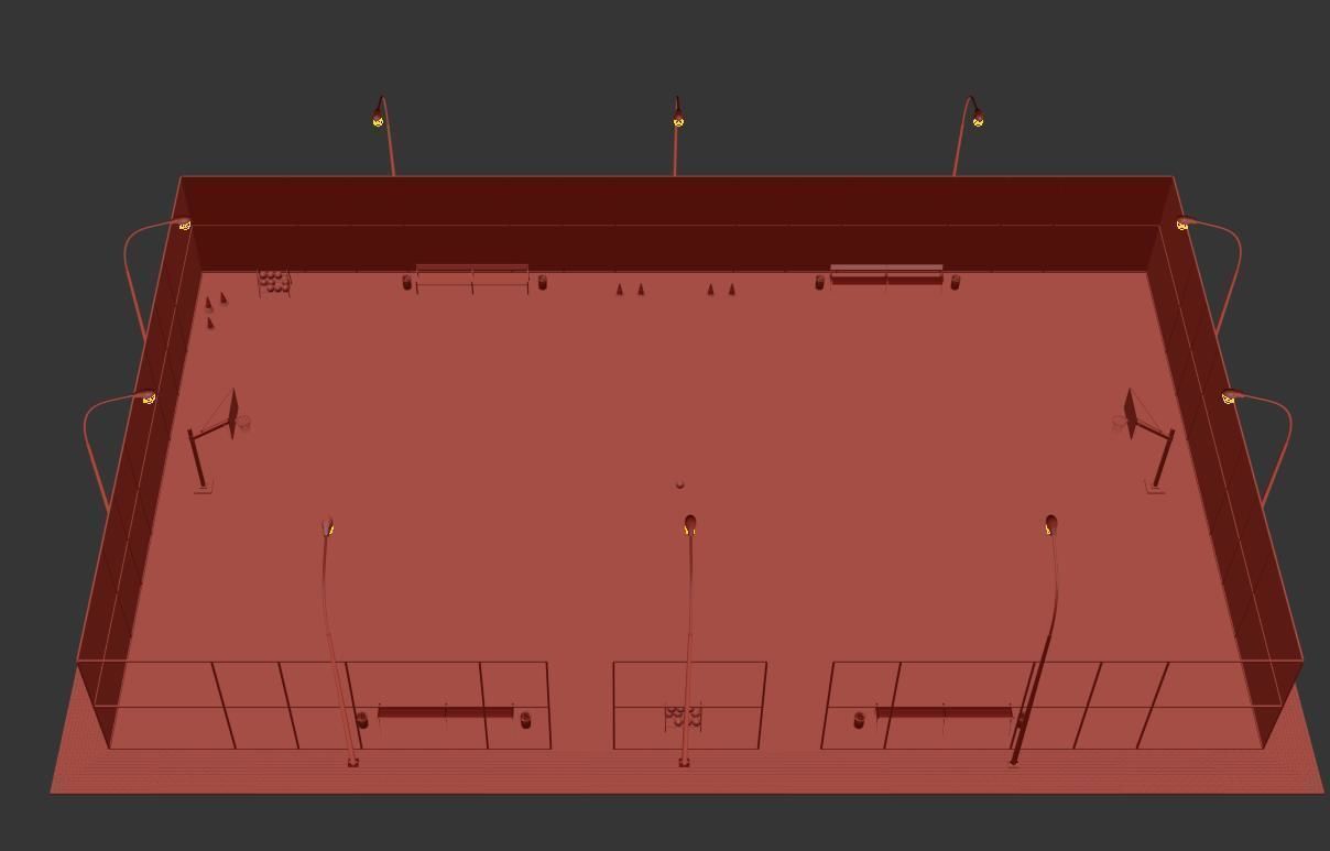 Basketball court Hq 3D model_12