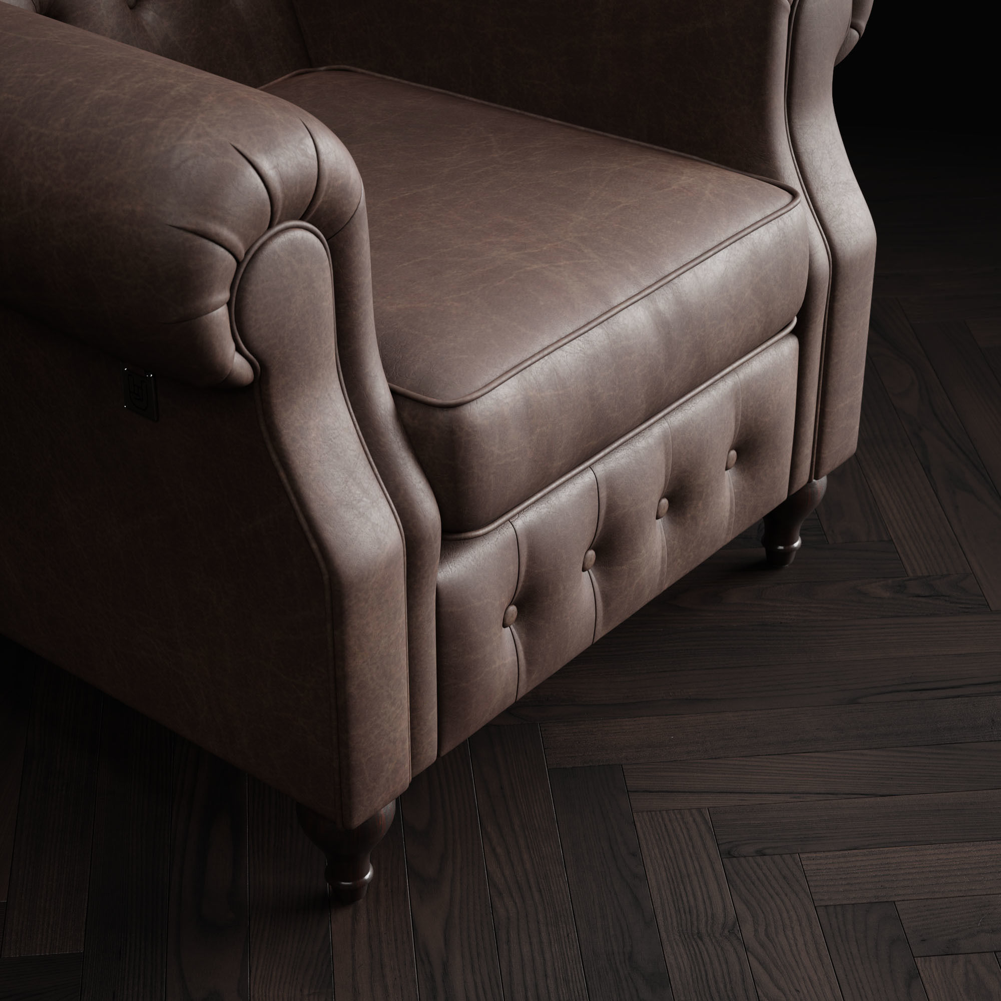 Armchair of Sherlock Low-poly 3D model_13