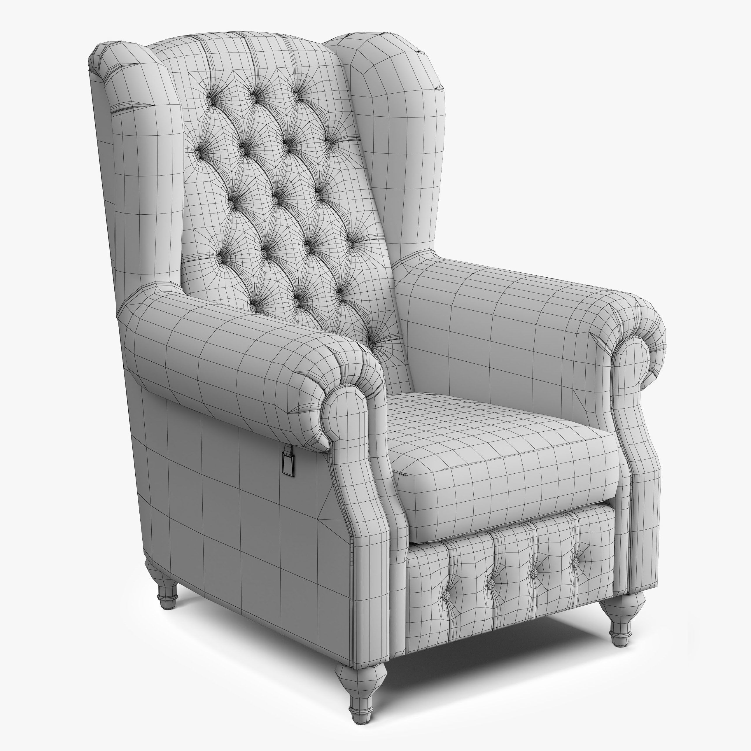 Armchair of Sherlock Low-poly 3D model_2
