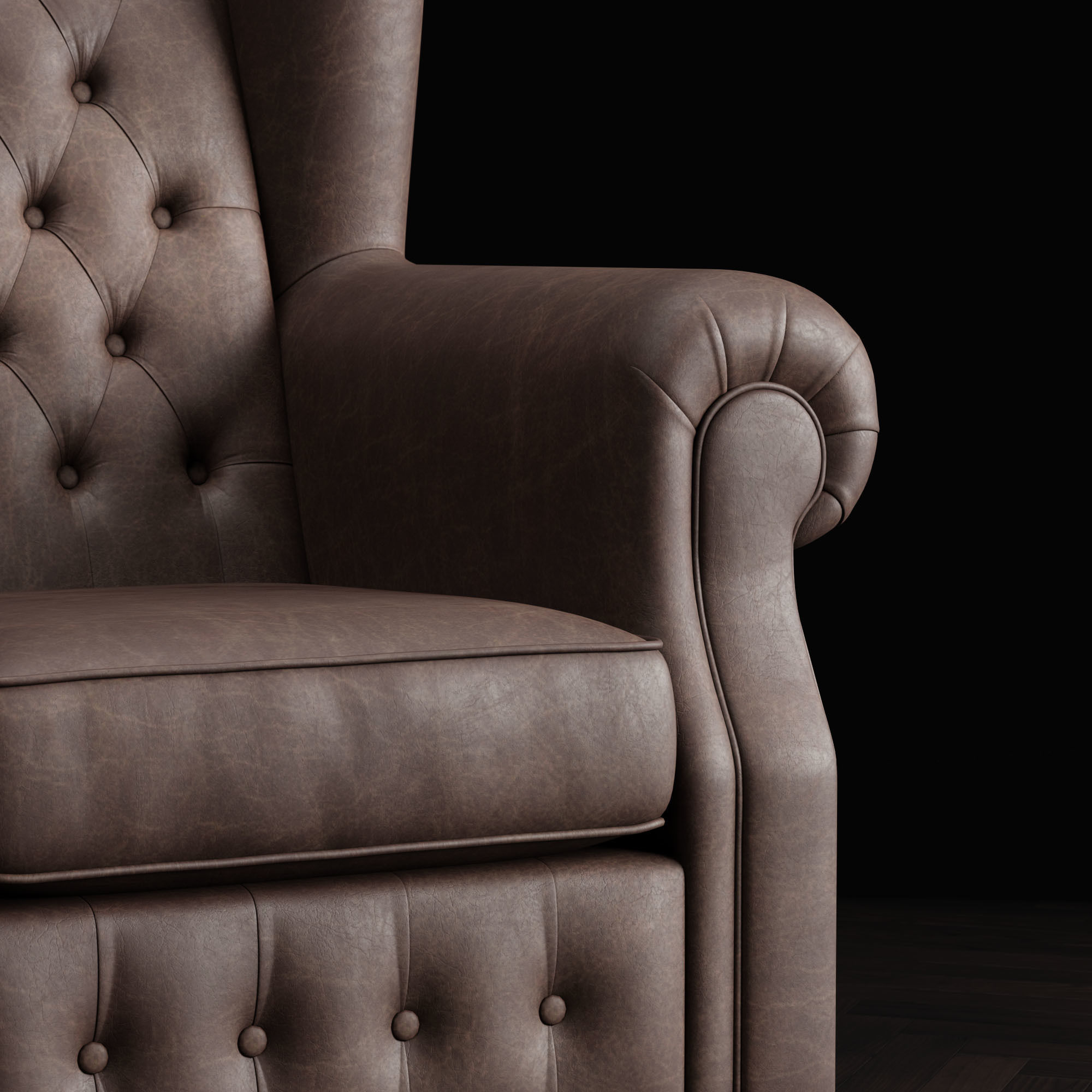 Armchair of Sherlock Low-poly 3D model_11