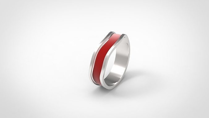 half ring with leather fabric strip  3D print model