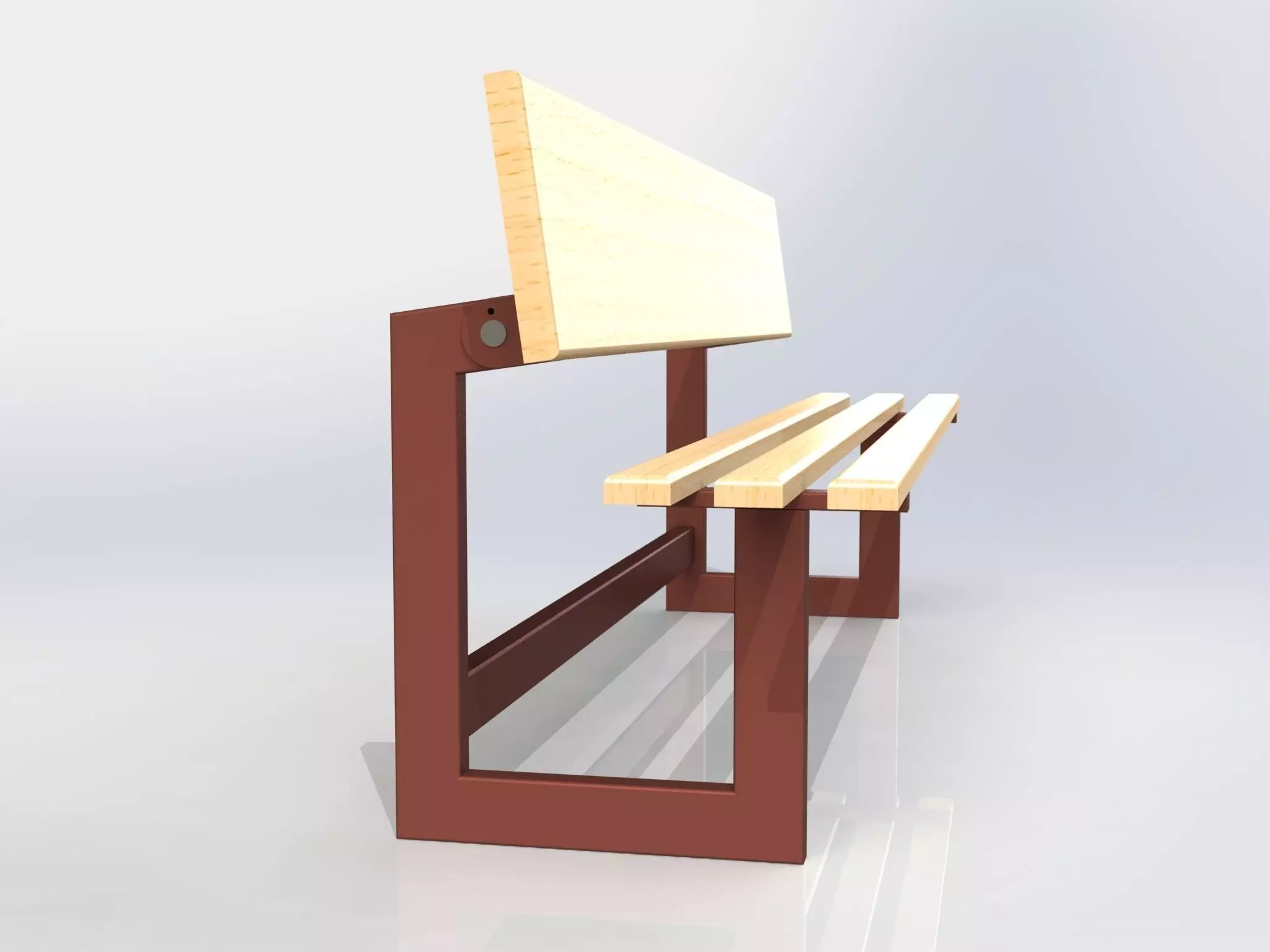 Bench-table bench with wooden seat 3D model