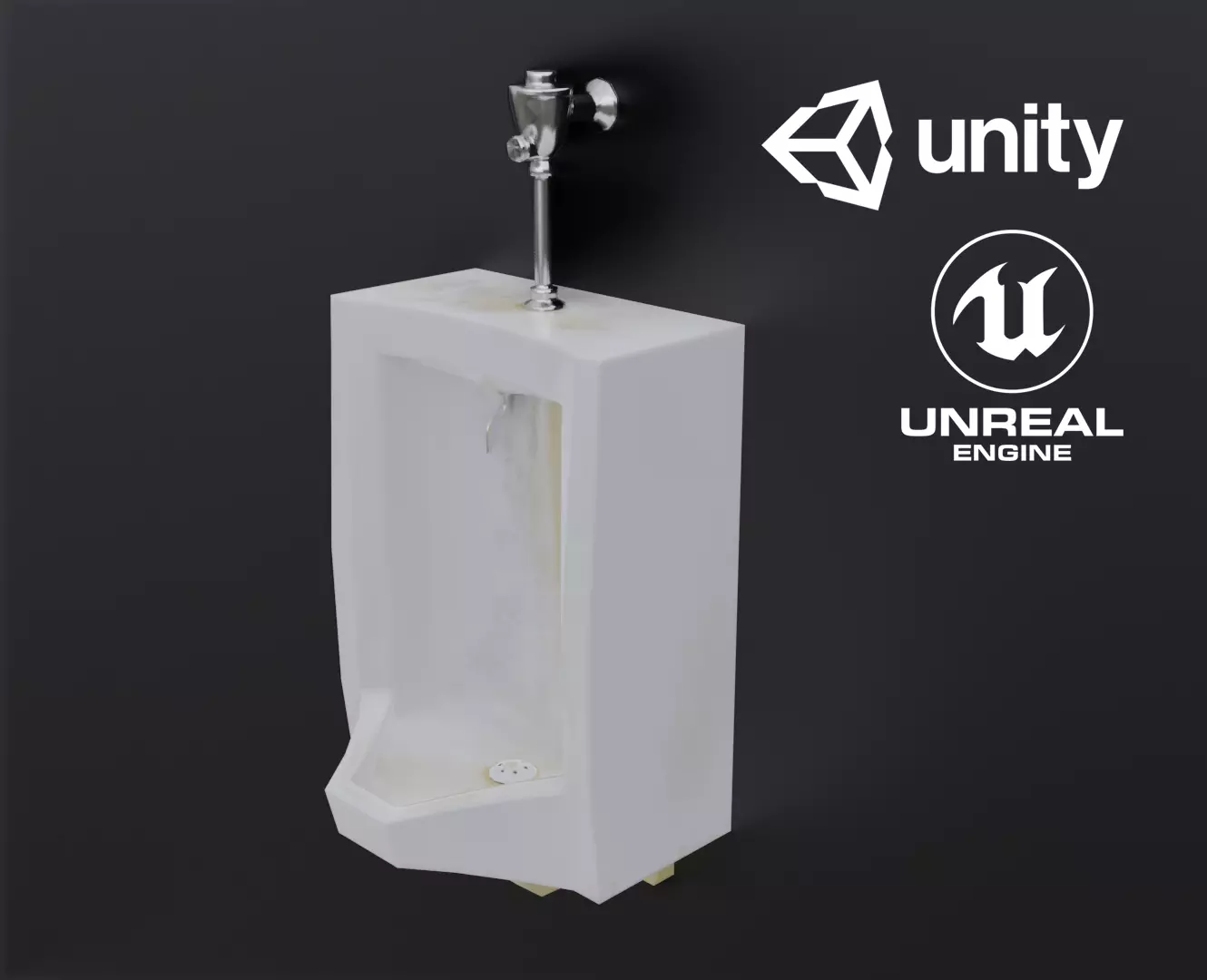 Dirty Urinal Low-poly 3D model_0