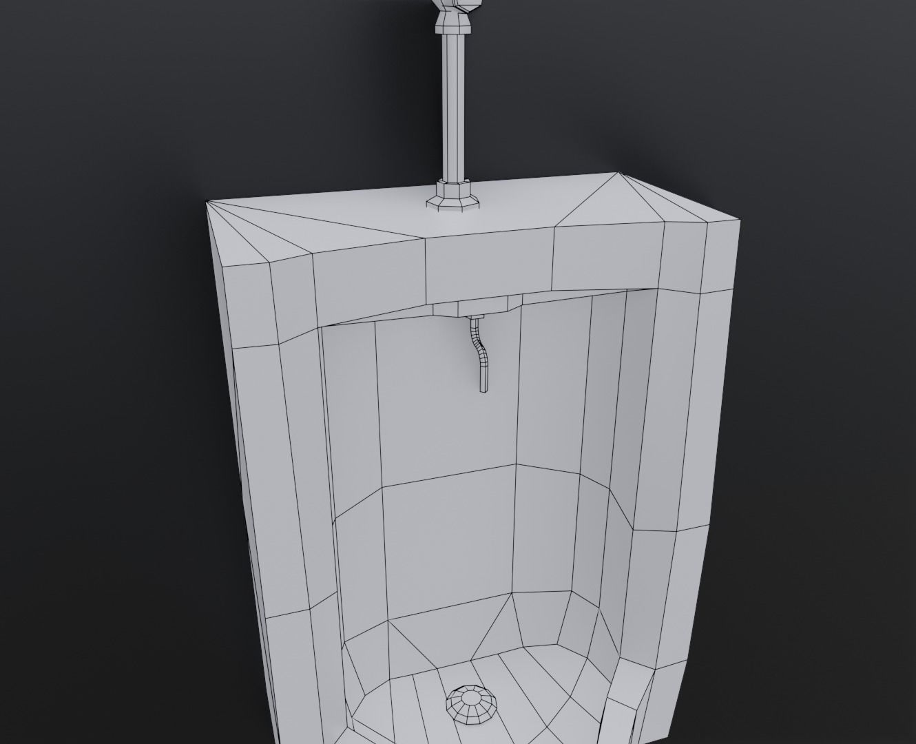Dirty Urinal Low-poly 3D model_7