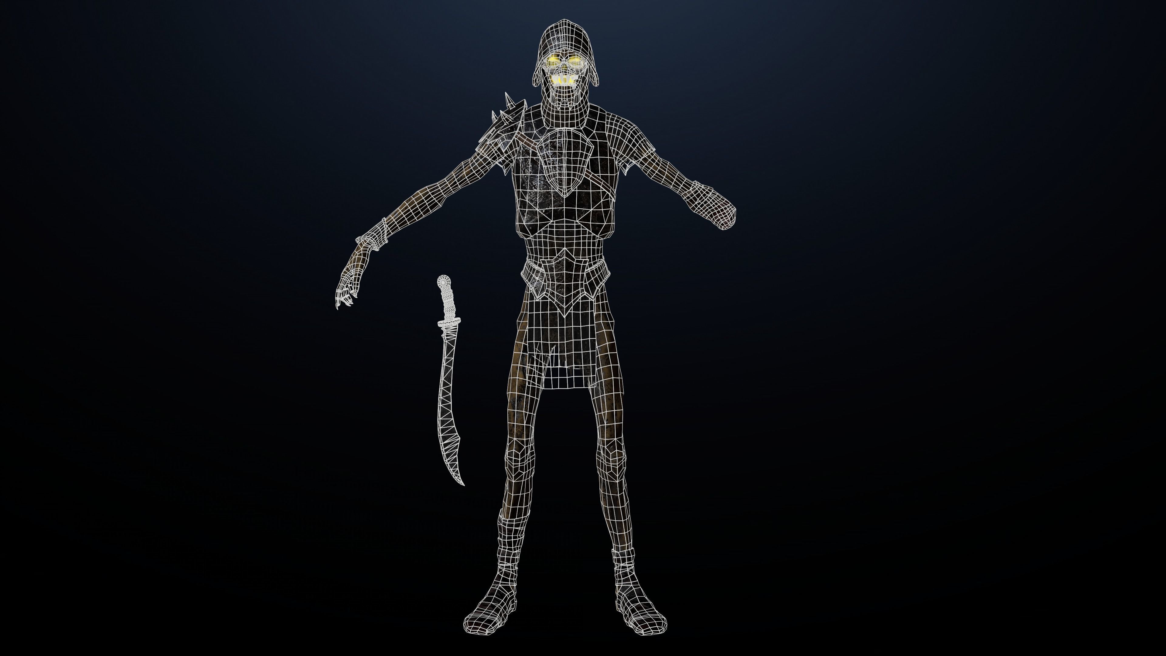 Skeleton Soldier 3 RIGGED Low-poly 3D model_10