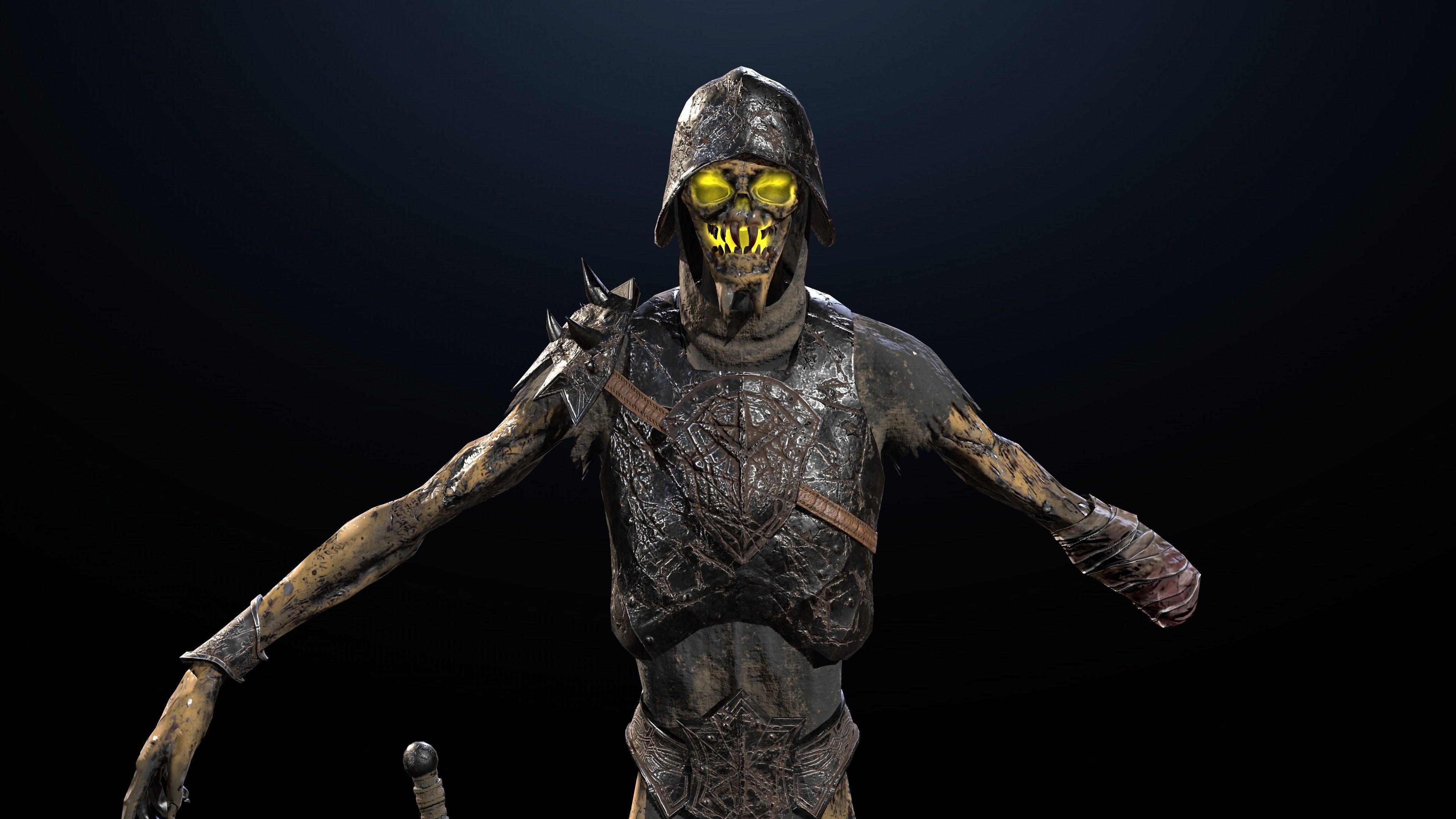 Skeleton Soldier 3 RIGGED Low-poly 3D model_3