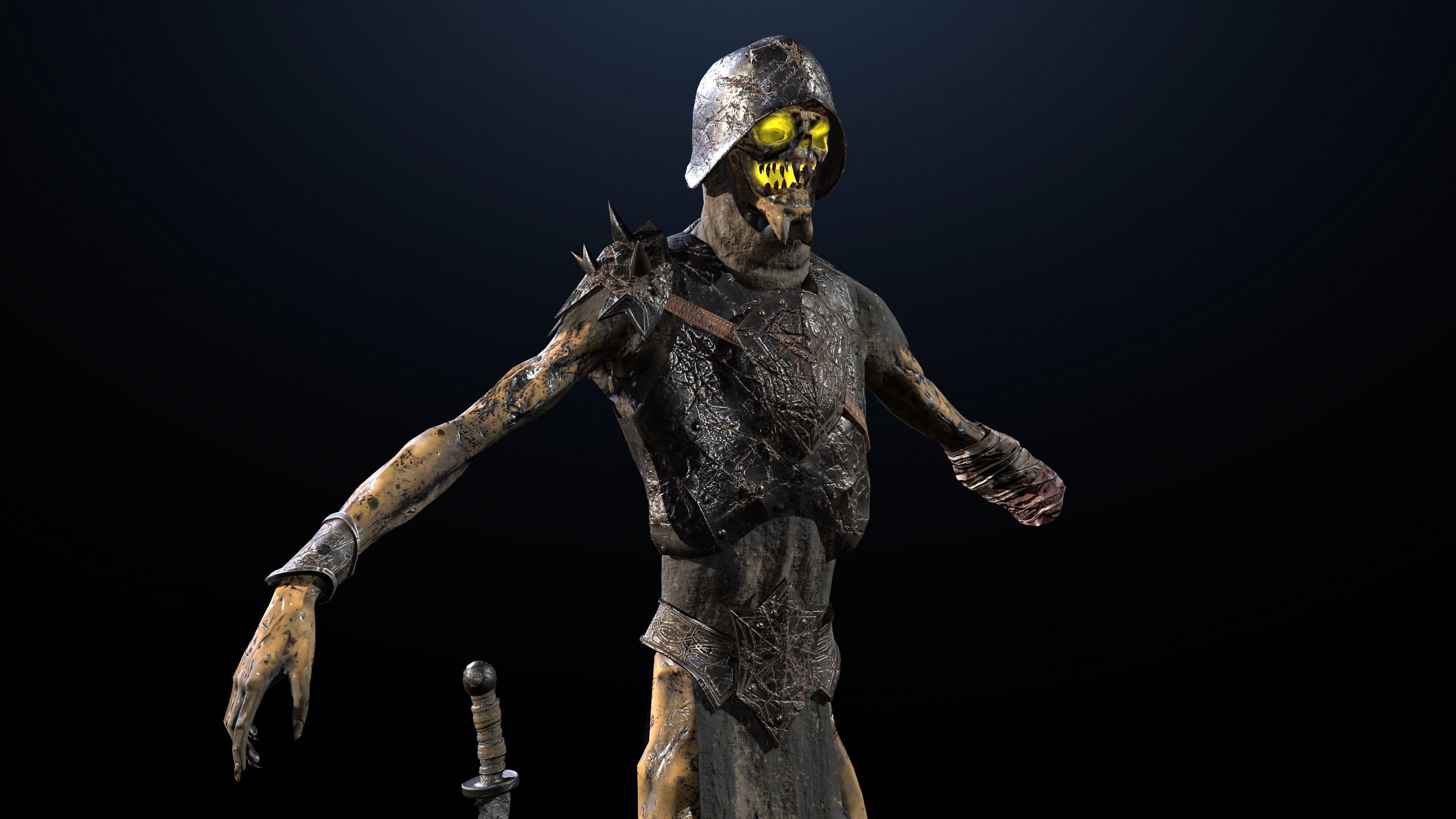 Skeleton Soldier 3 RIGGED Low-poly 3D model_8