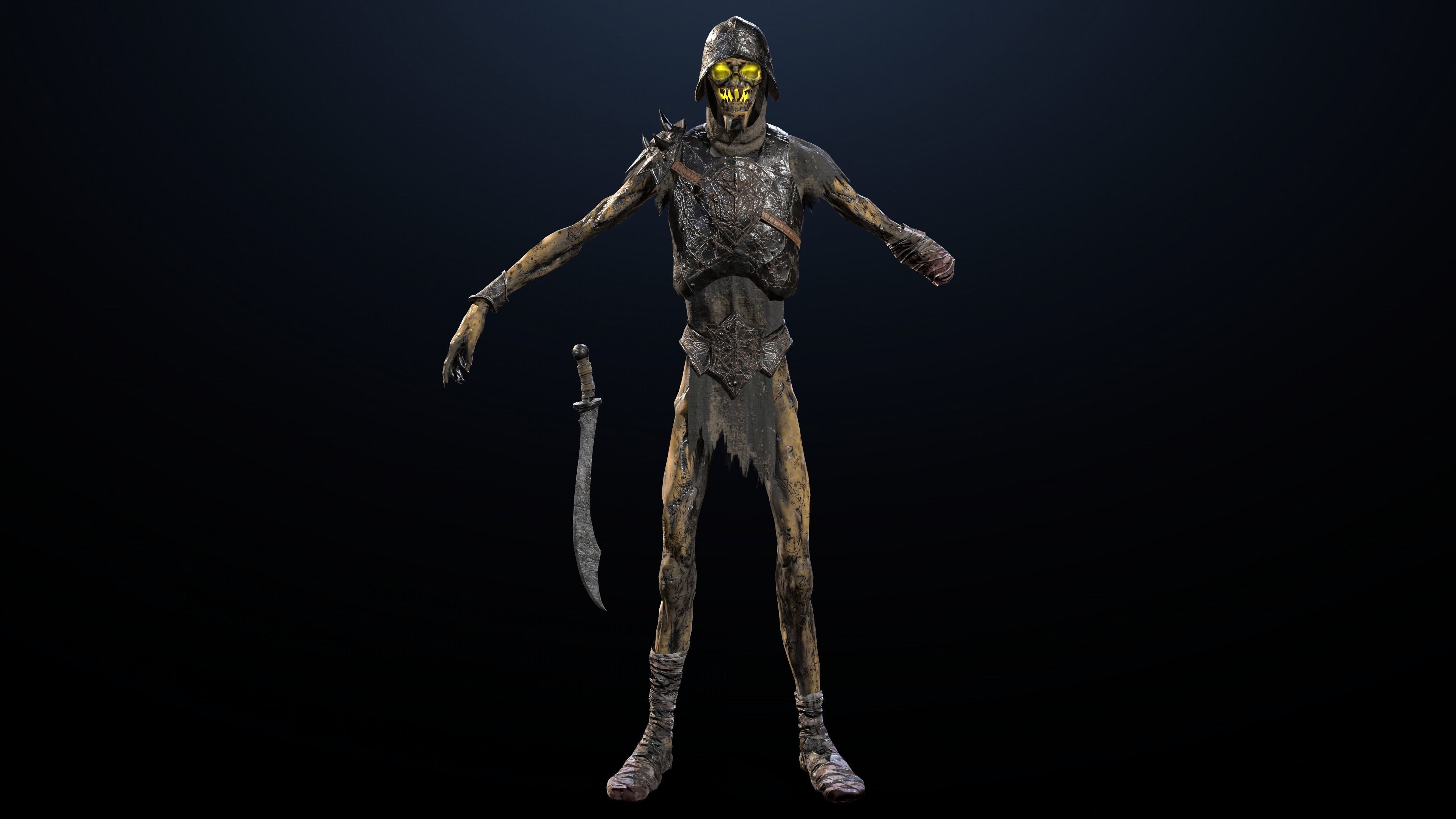 Skeleton Soldier 3 RIGGED Low-poly 3D model_5