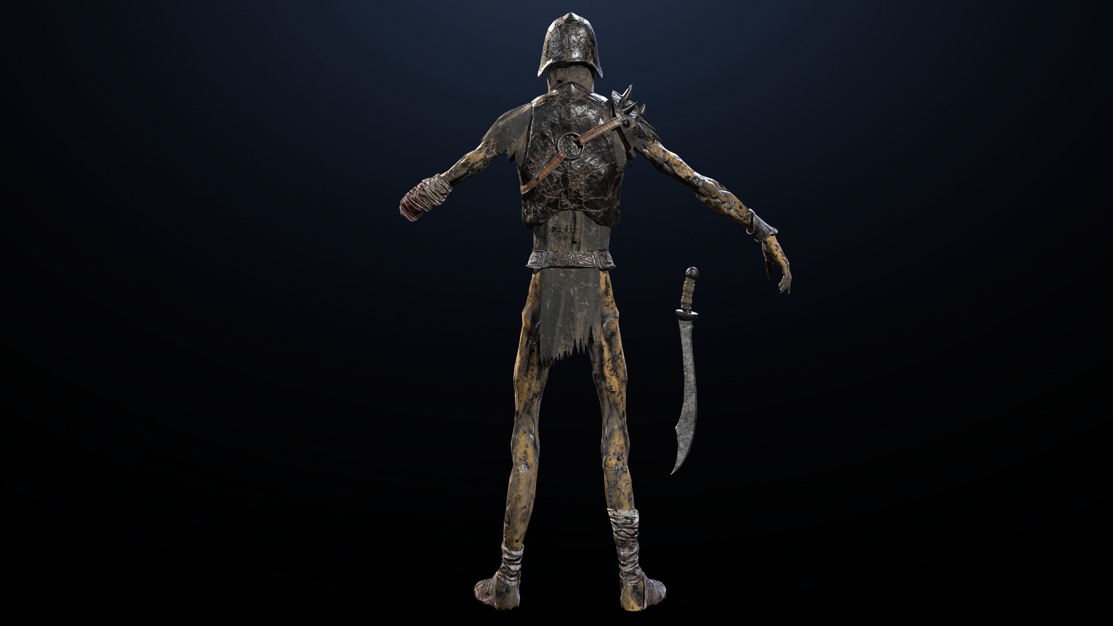 Skeleton Soldier 3 RIGGED Low-poly 3D model_6