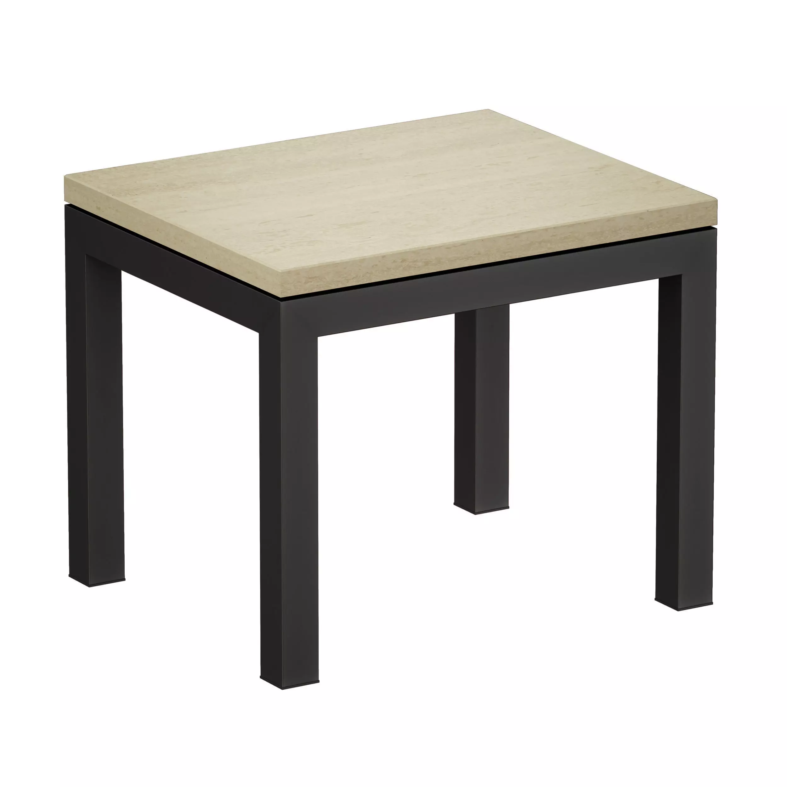 Parsons Travertine Top Dark Steel Base End Table 3D model_0