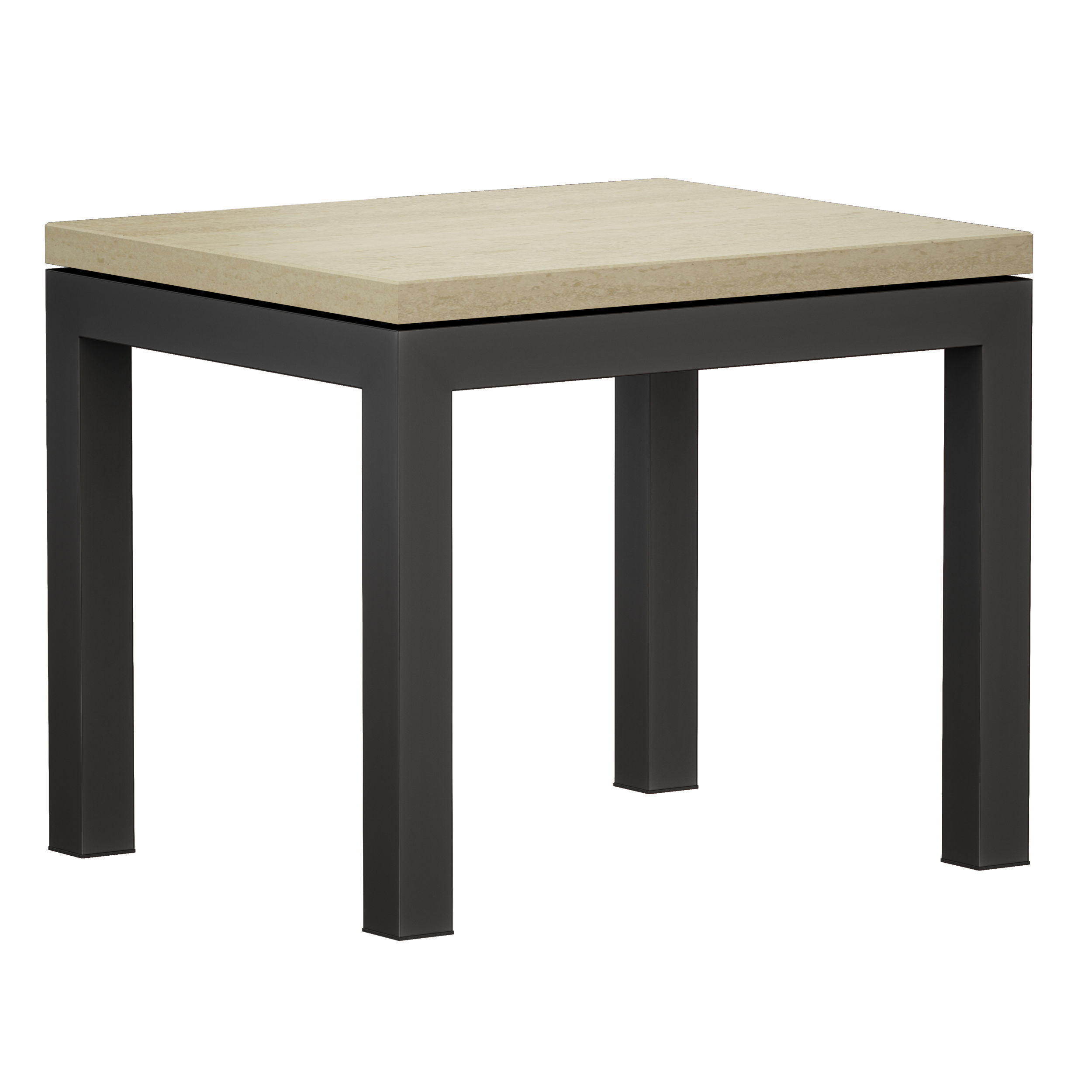 Parsons Travertine Top Dark Steel Base End Table 3D model_6