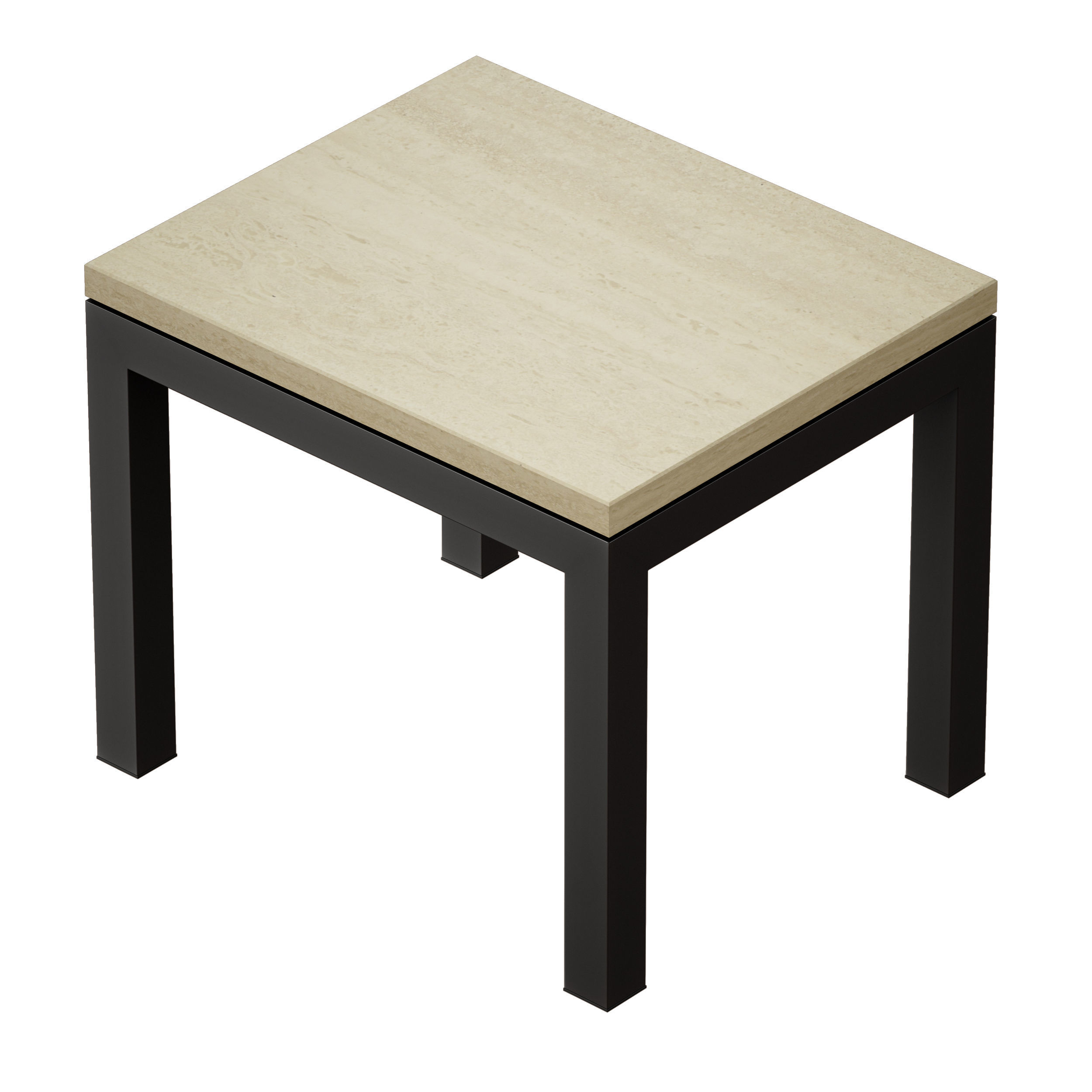 Parsons Travertine Top Dark Steel Base End Table 3D model_4