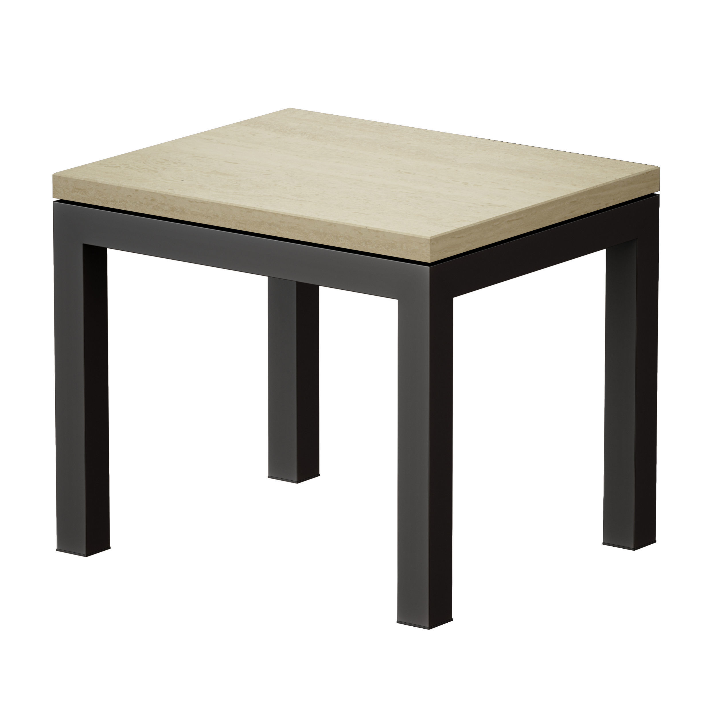 Parsons Travertine Top Dark Steel Base End Table 3D model_3