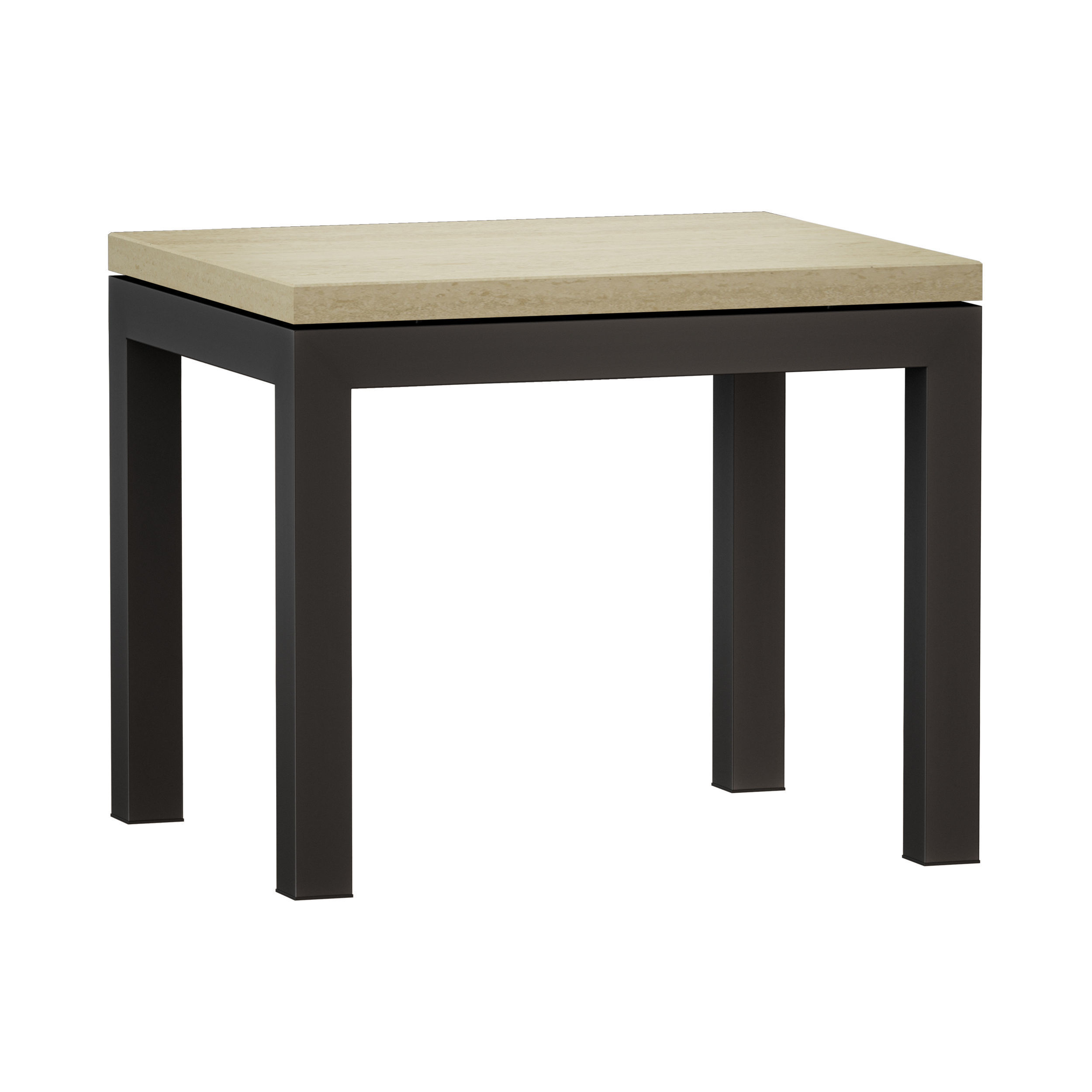 Parsons Travertine Top Dark Steel Base End Table 3D model_1