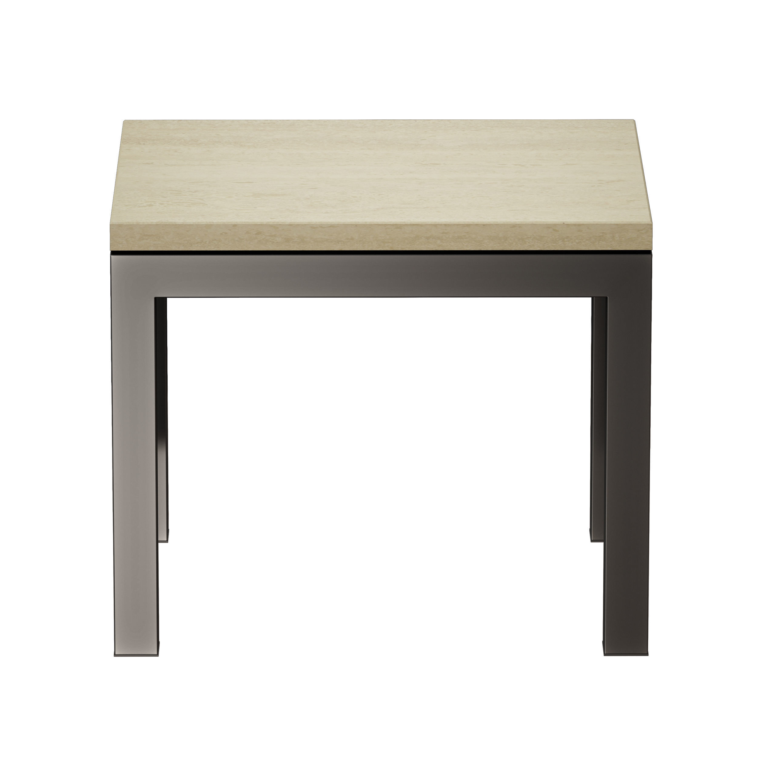 Parsons Travertine Top Dark Steel Base End Table 3D model_2
