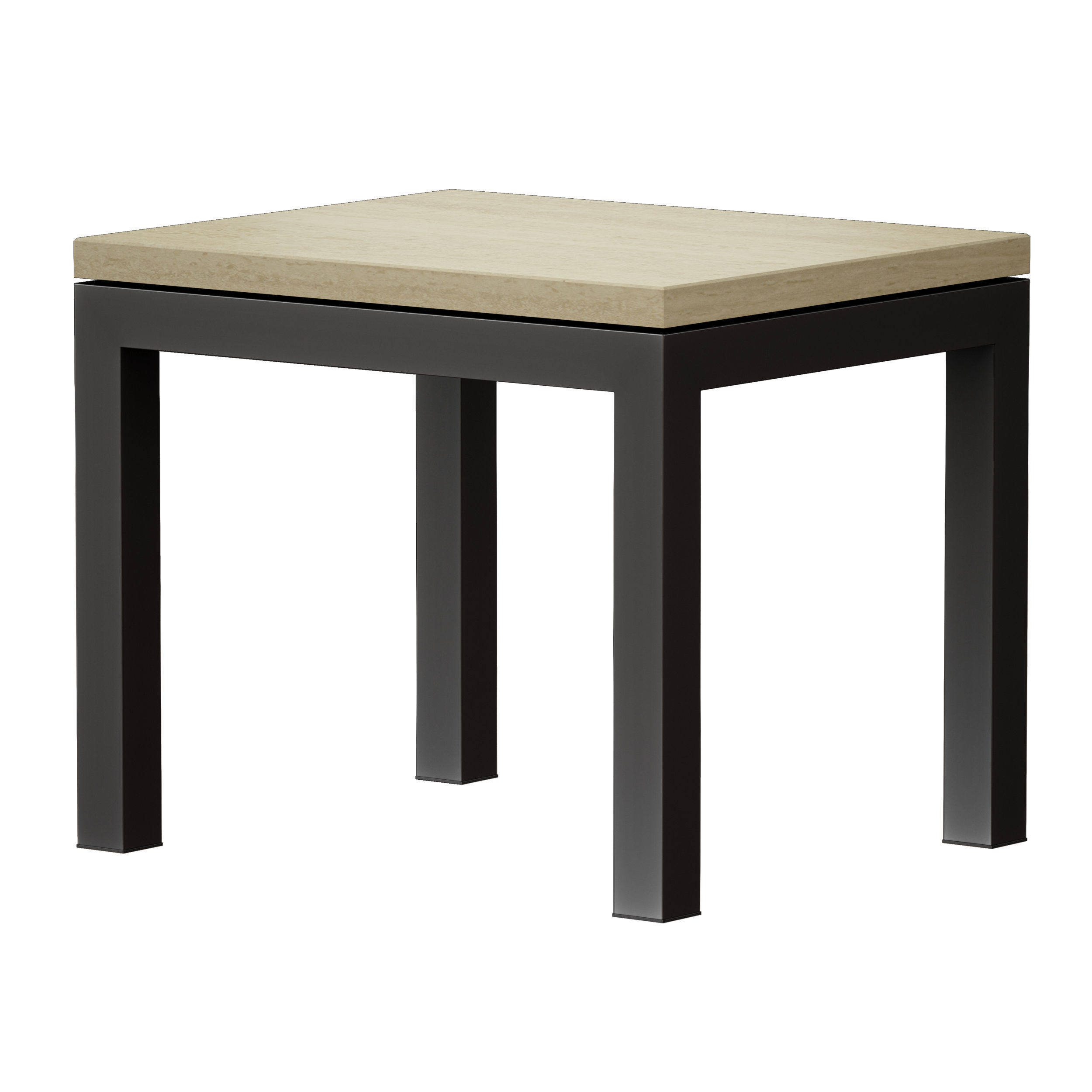 Parsons Travertine Top Dark Steel Base End Table 3D model_7