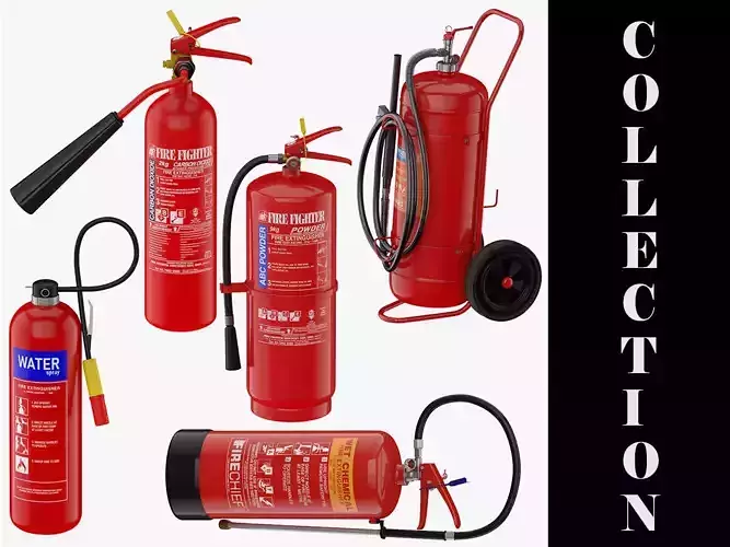 5 Fire Extinguishers Collection 3D model