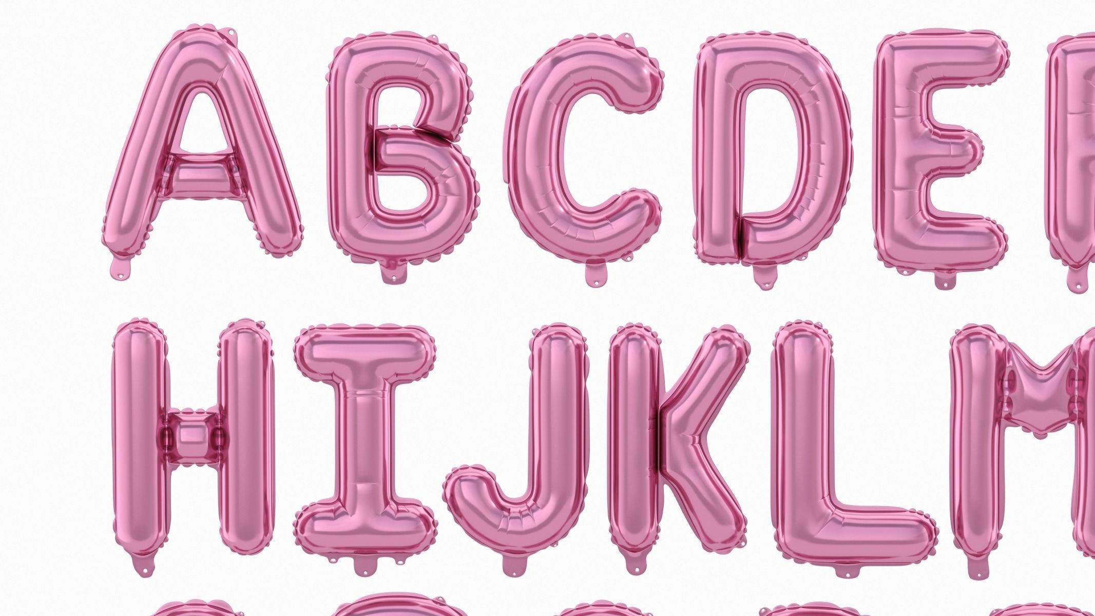 Balloon Alphabet Pink 3D model_2