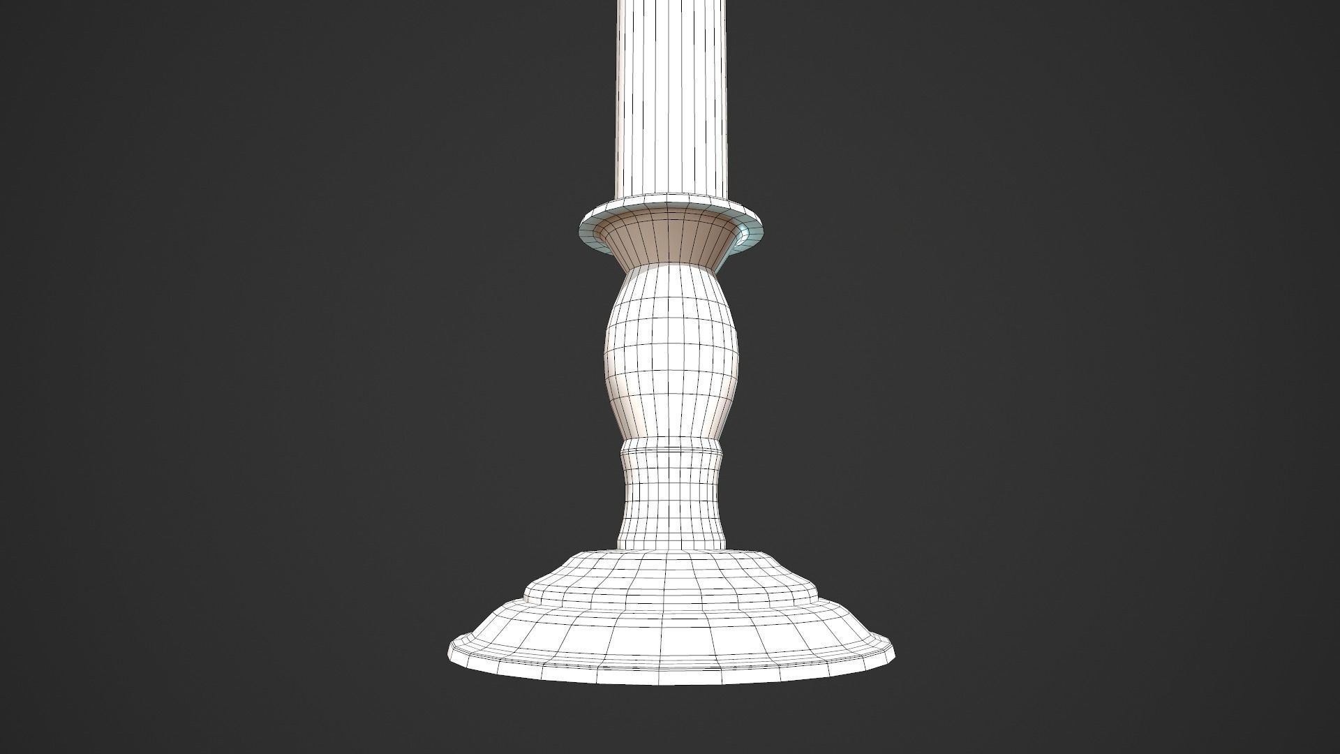 Candlestick Candle Low-poly 3D model_3