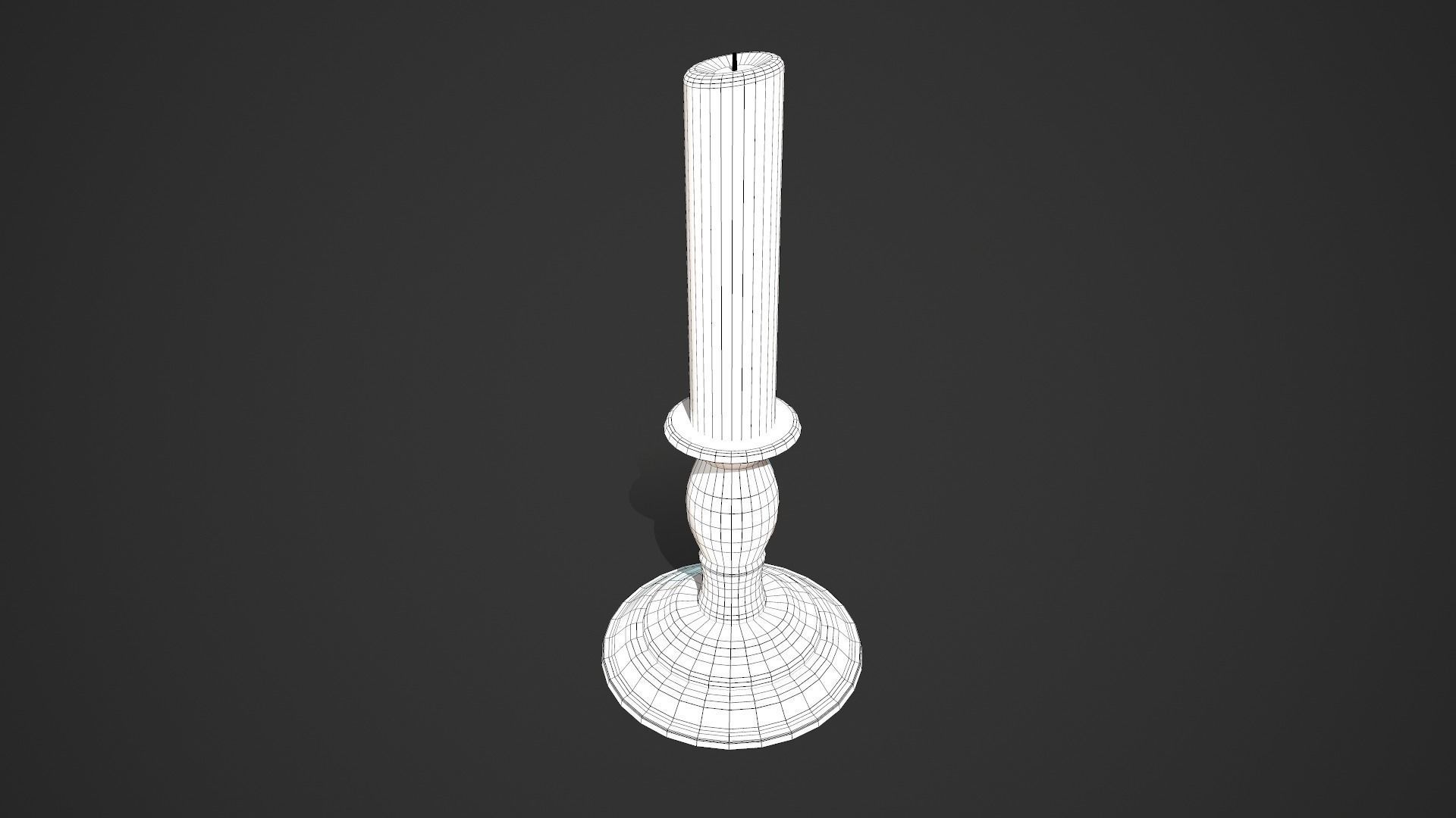 Candlestick Candle Low-poly 3D model_10