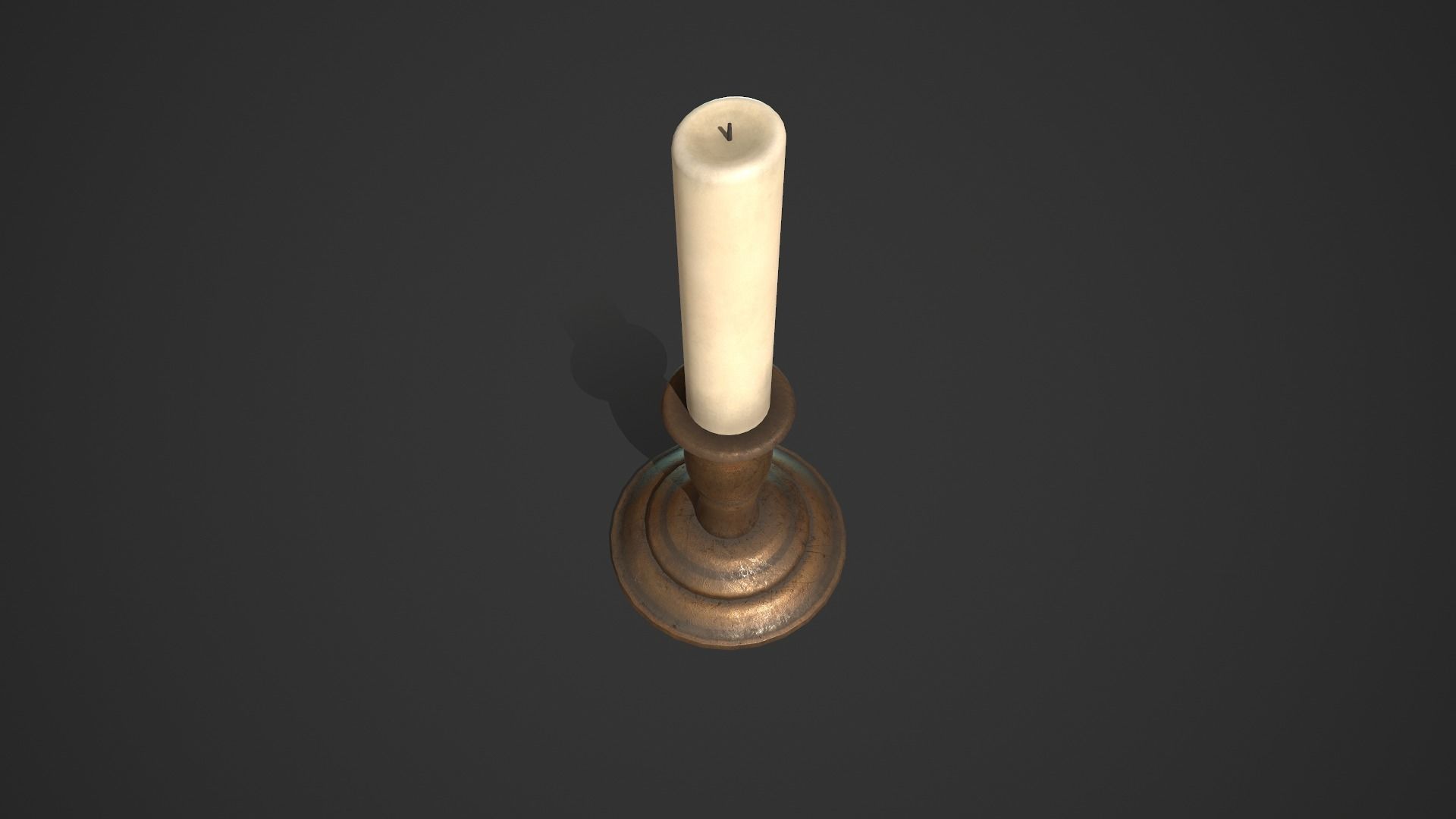 Candlestick Candle Low-poly 3D model_6