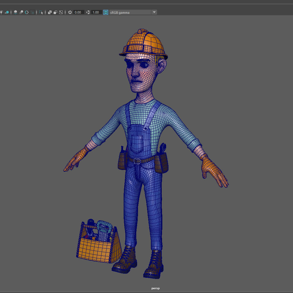 Worker Cartoon 02 3D model_14