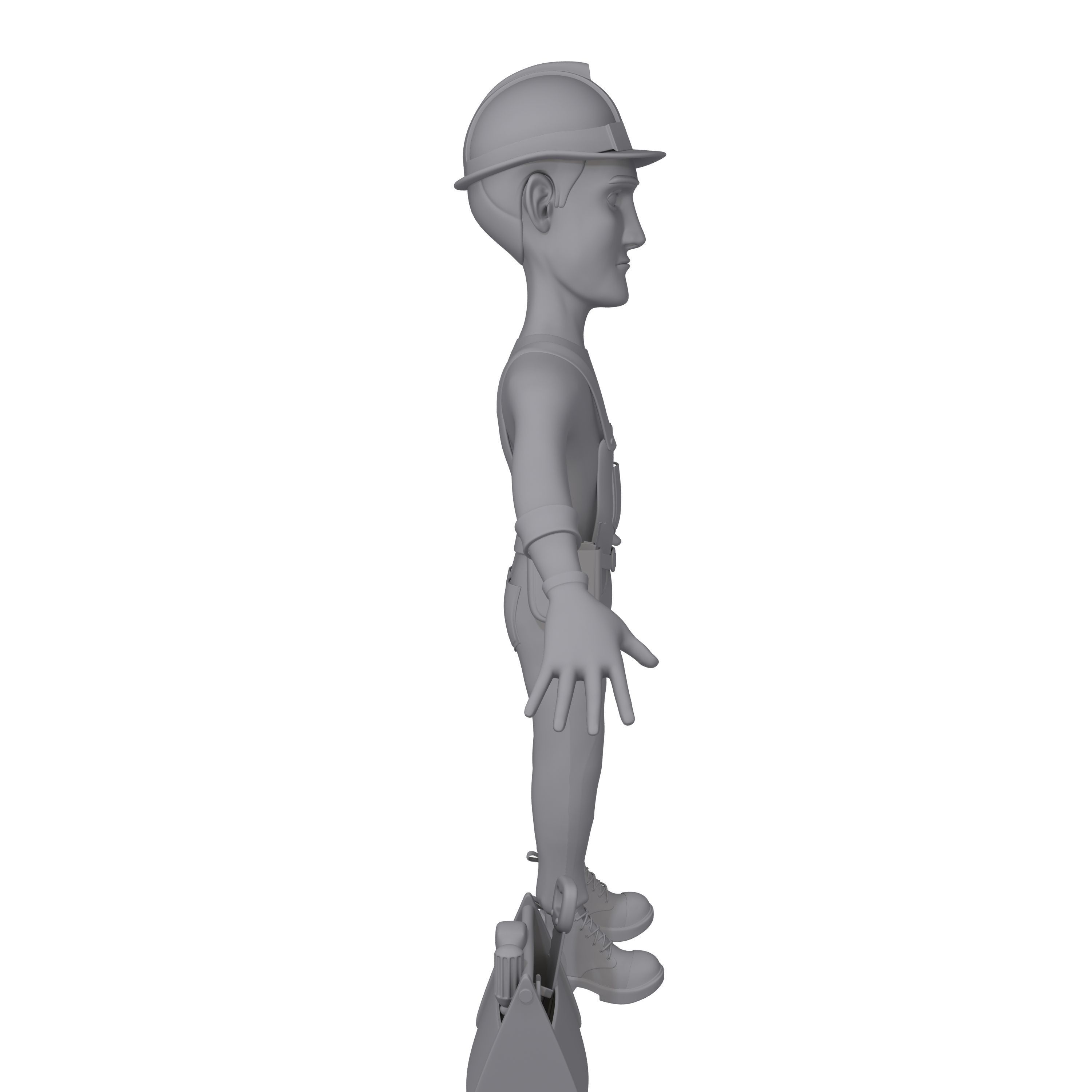 Worker Cartoon 02 3D model_10