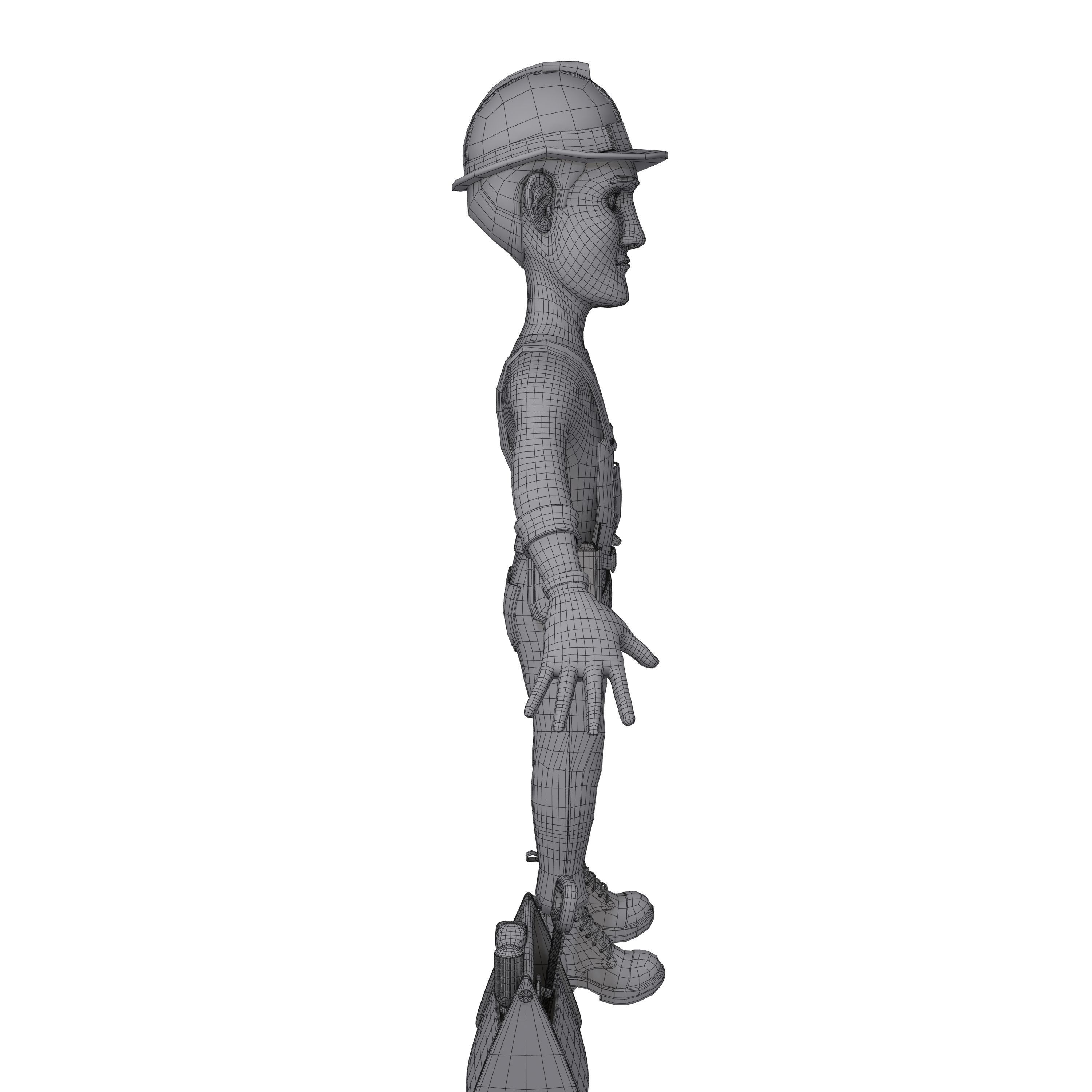 Worker Cartoon 02 3D model_6