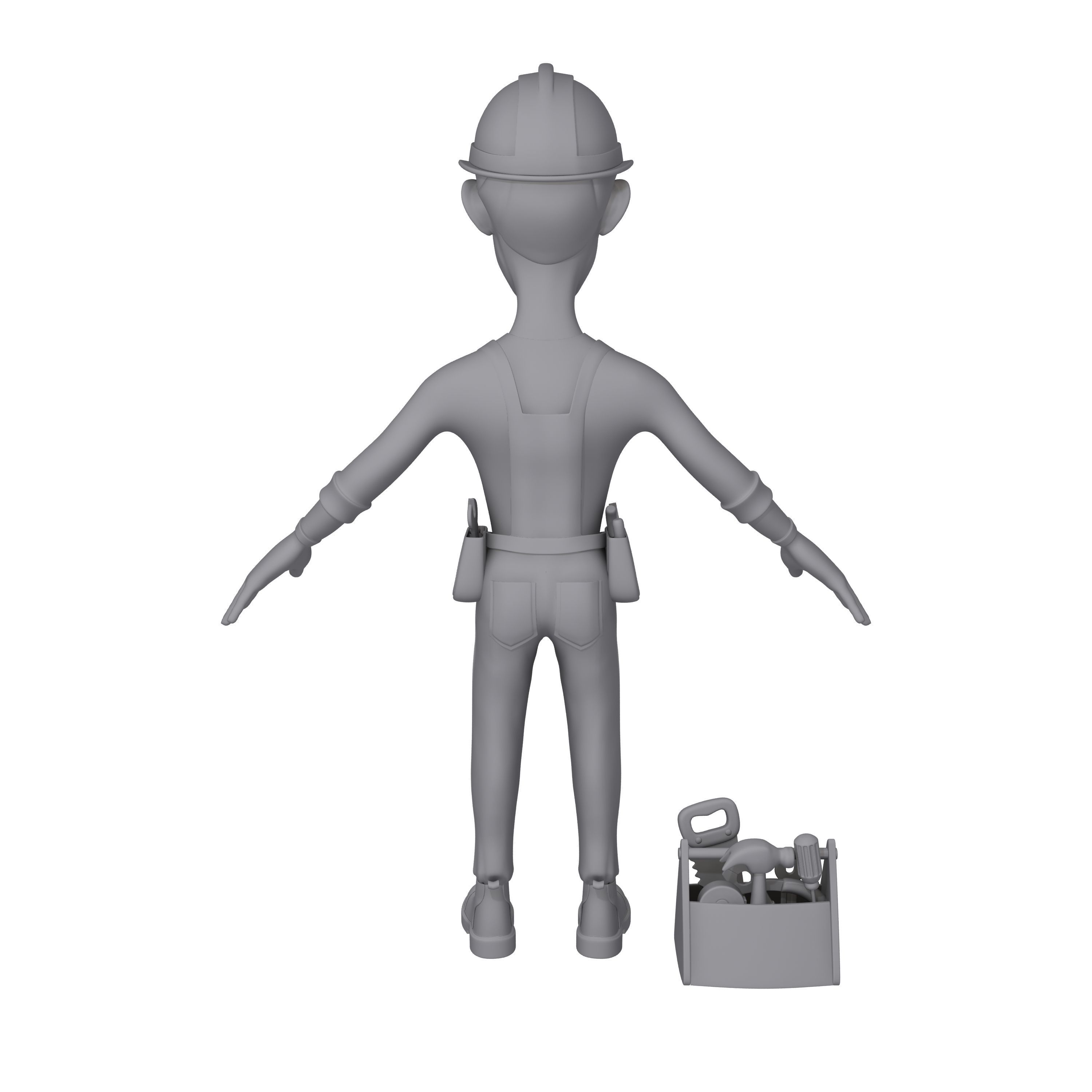 Worker Cartoon 02 3D model_11
