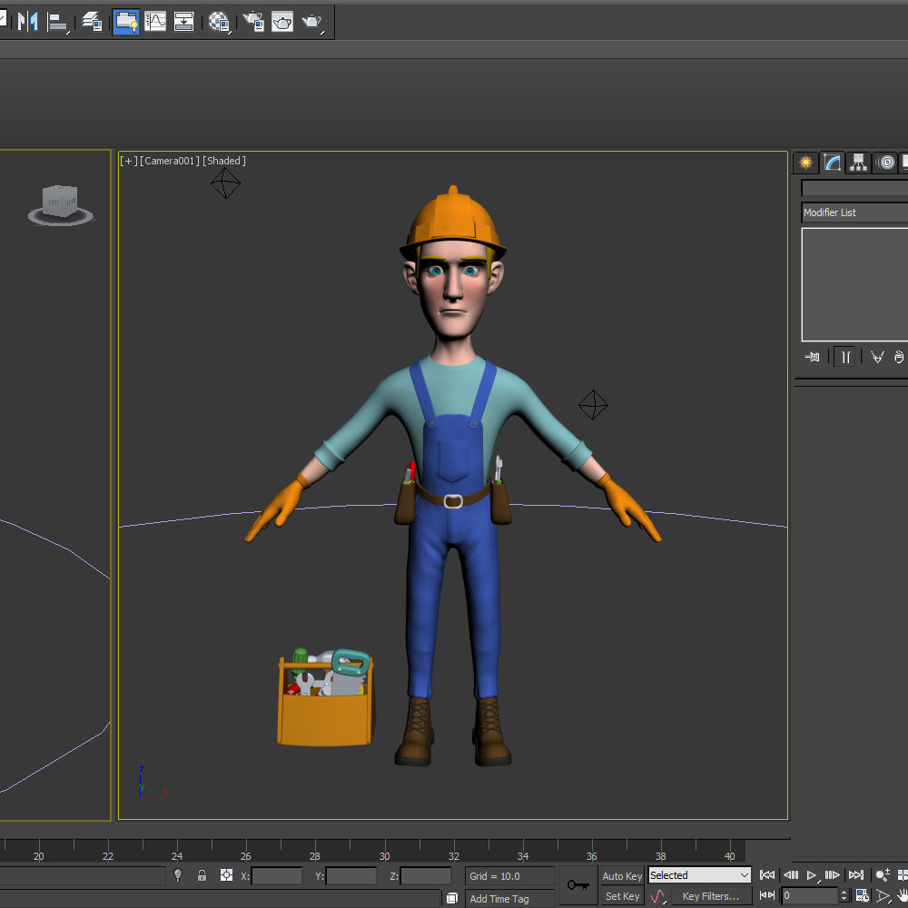 Worker Cartoon 02 3D model_16