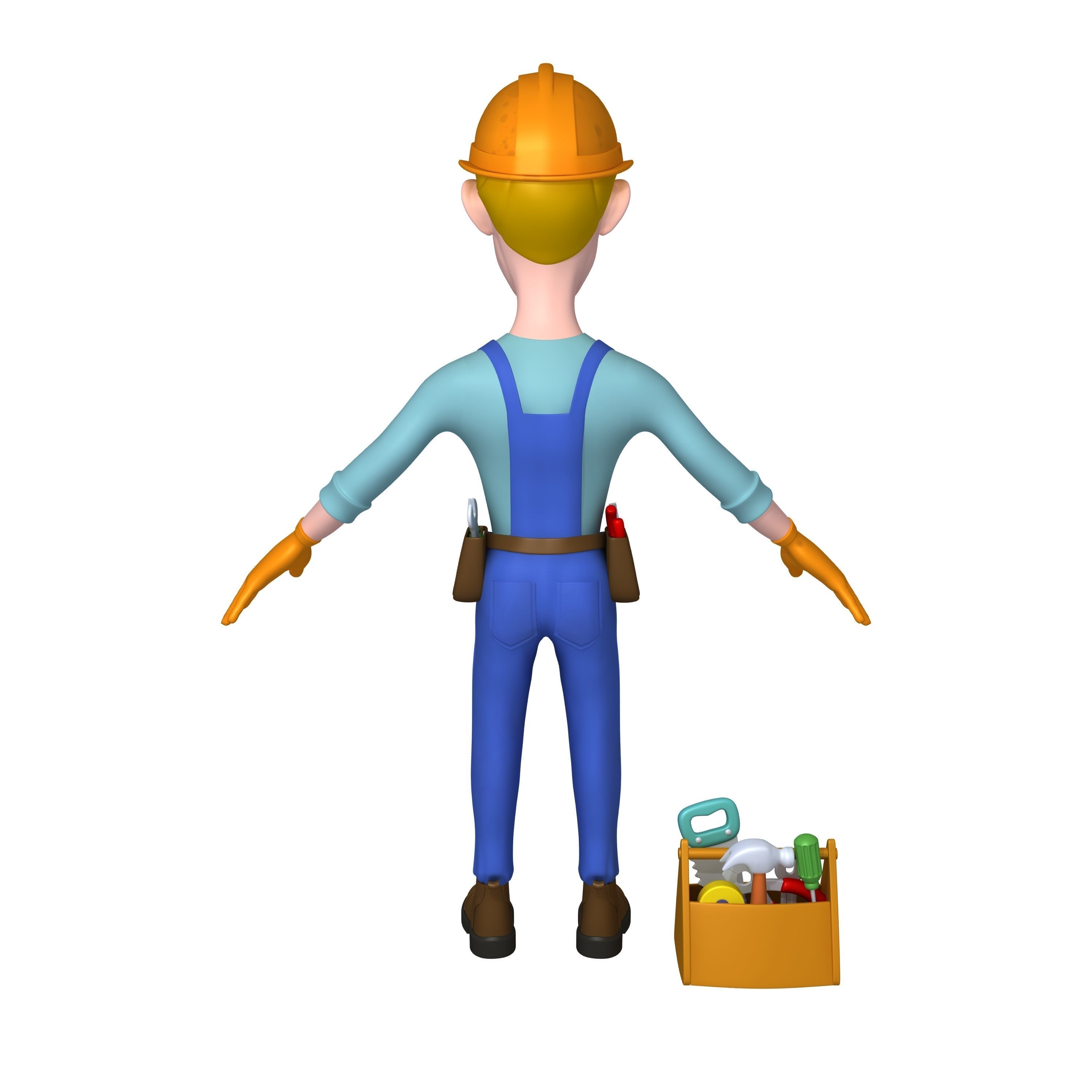 Worker Cartoon 02 3D model_3