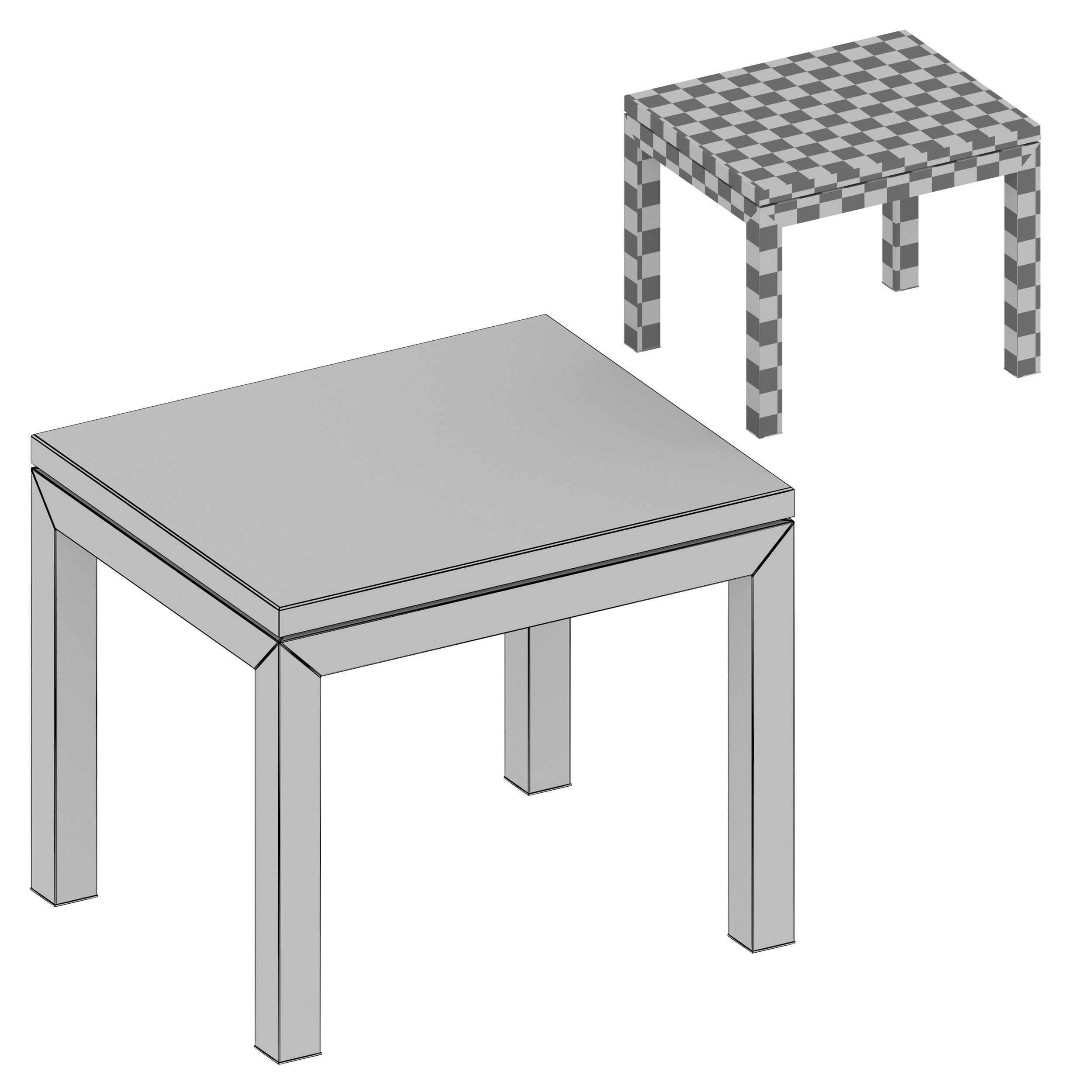Parsons Travertine Top Stainless Steel Base End Table 3D model_8