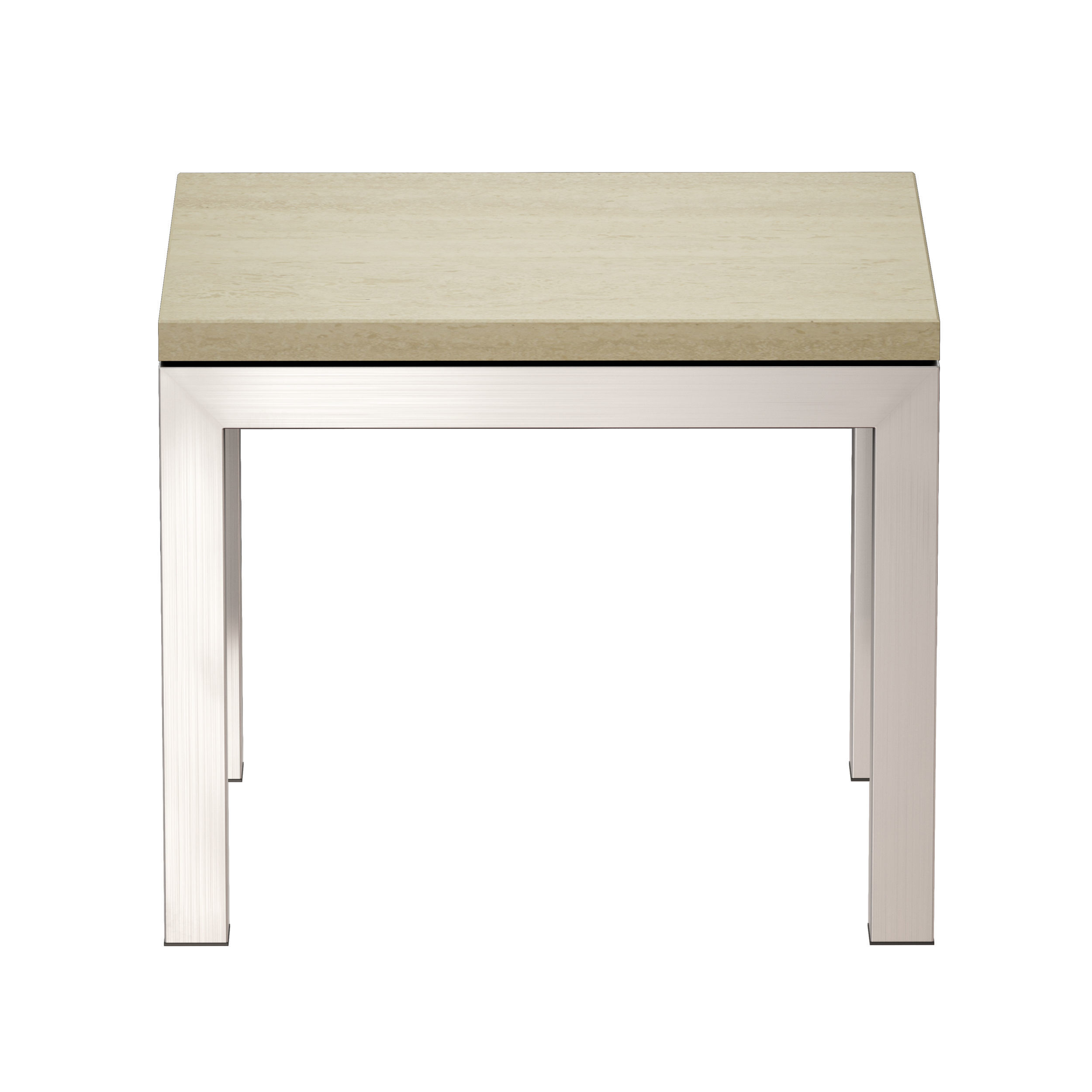 Parsons Travertine Top Stainless Steel Base End Table 3D model_2