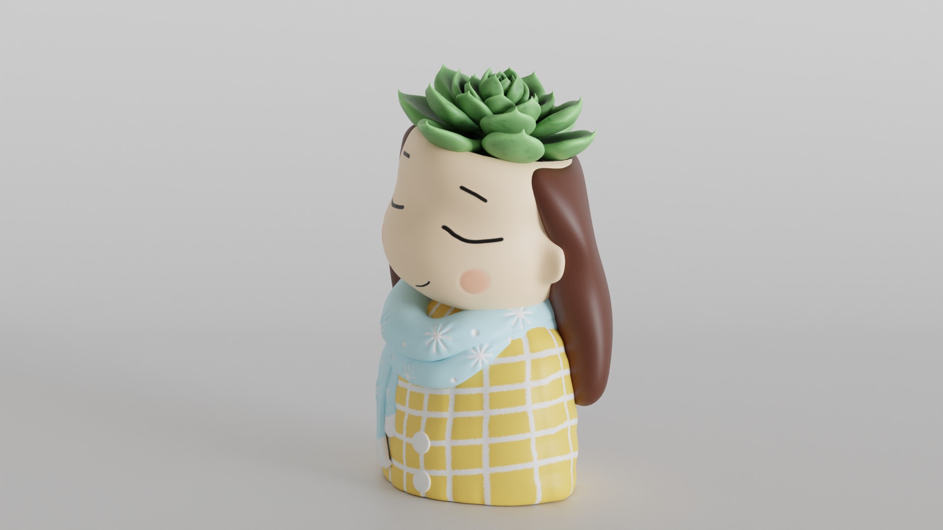 Whimsical Girl Planter 3D print model_7