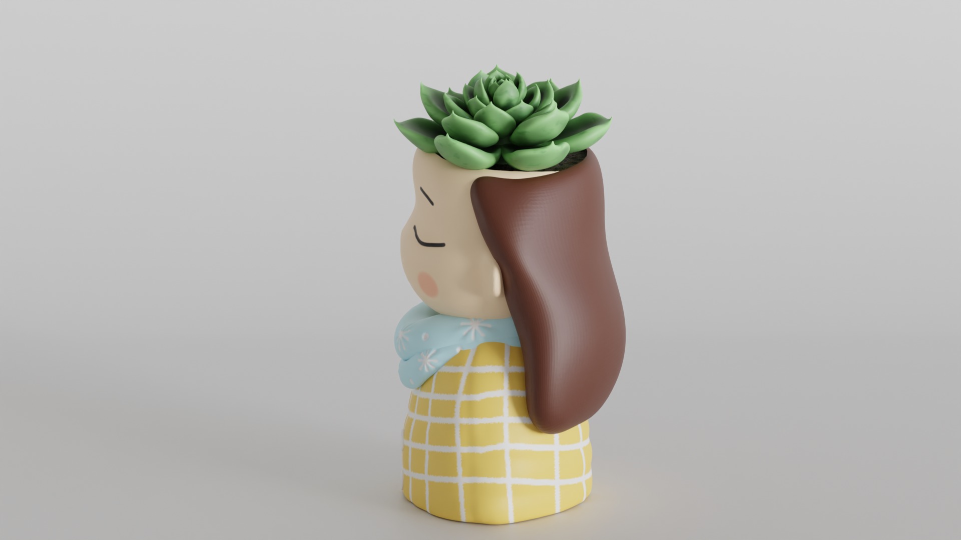 Whimsical Girl Planter 3D print model_6