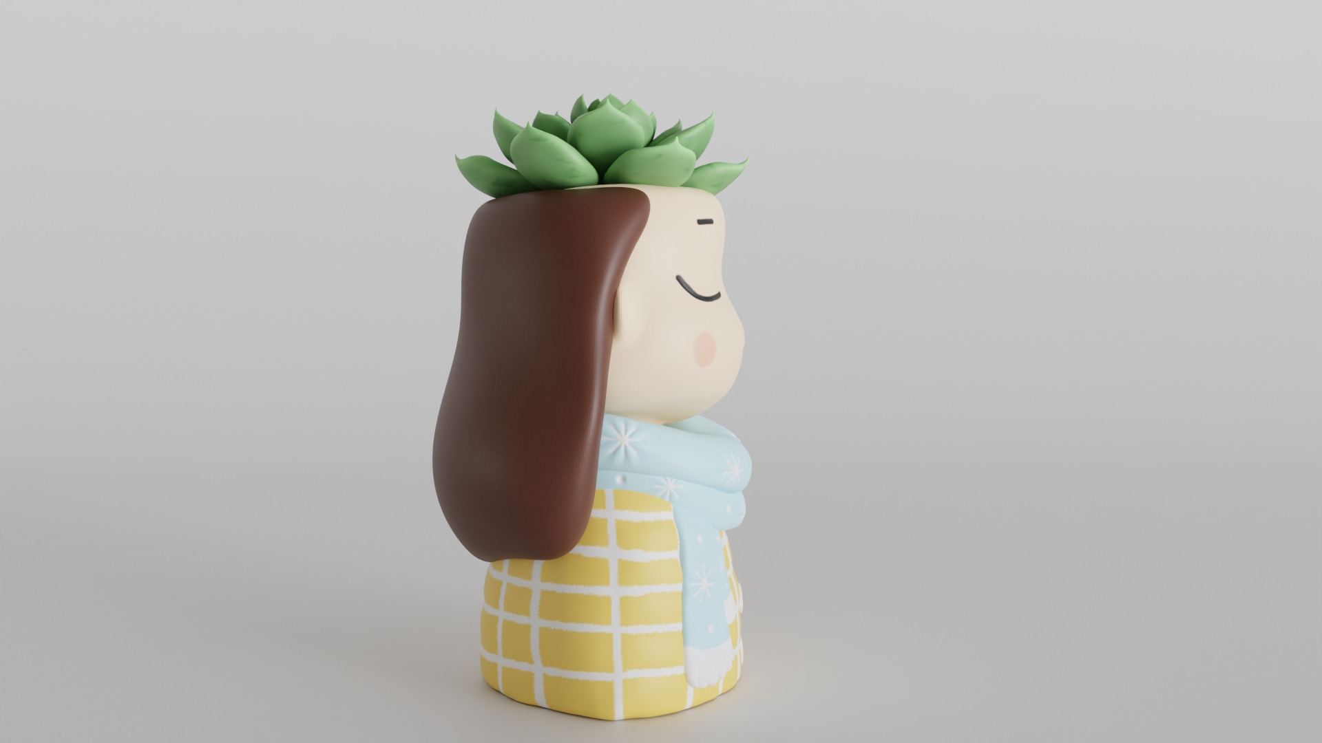 Whimsical Girl Planter 3D print model_2