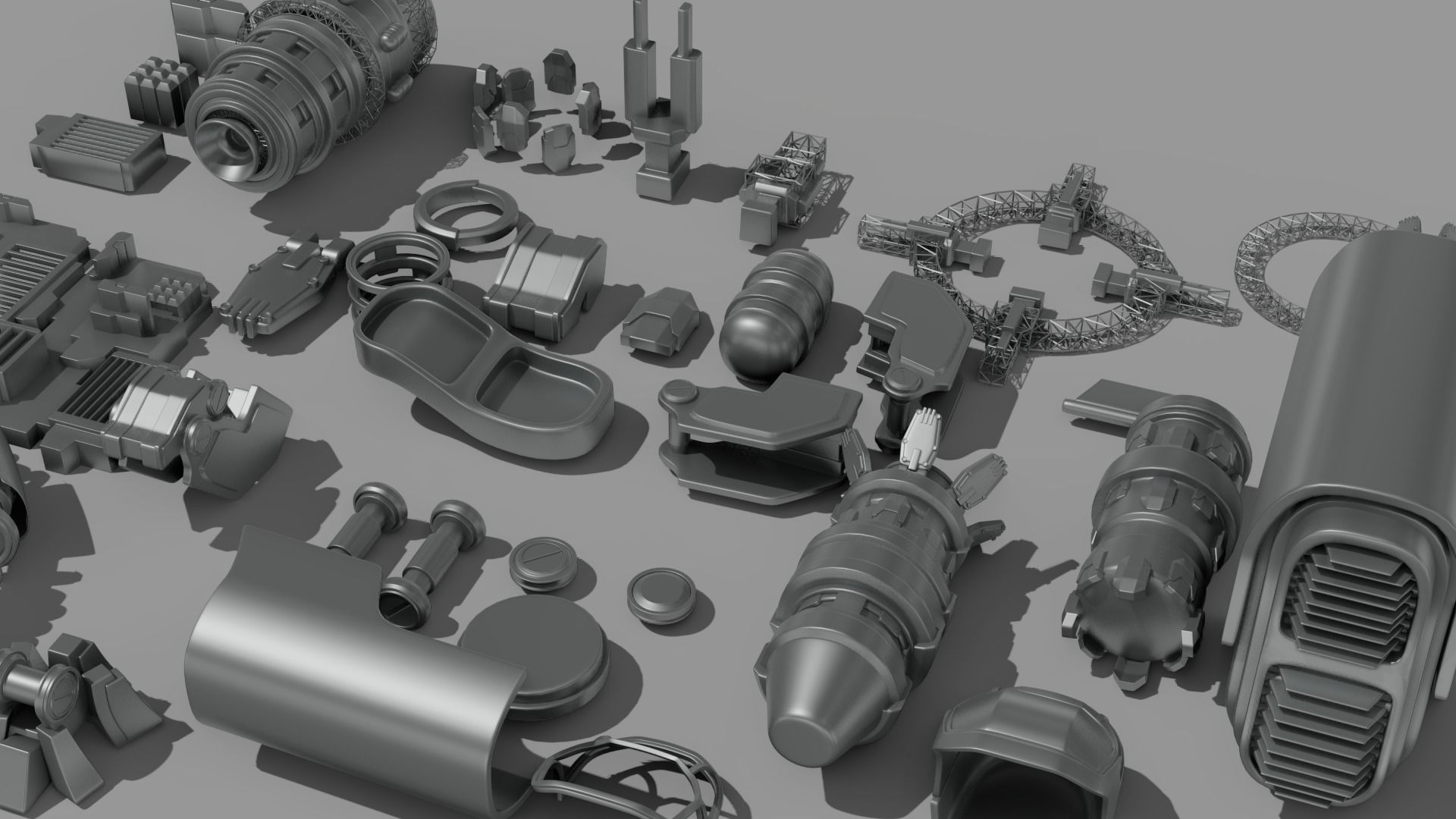 Spaceship Parts Kitbash Pack 3D model_7