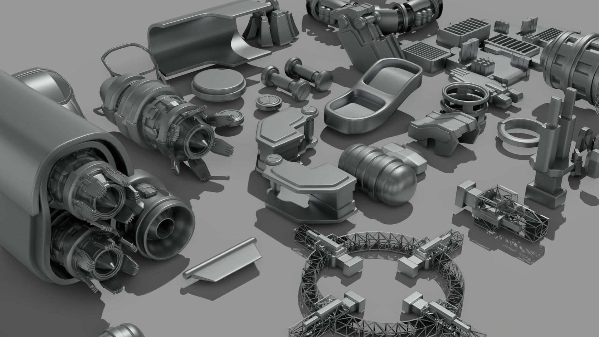 Spaceship Parts Kitbash Pack 3D model_5