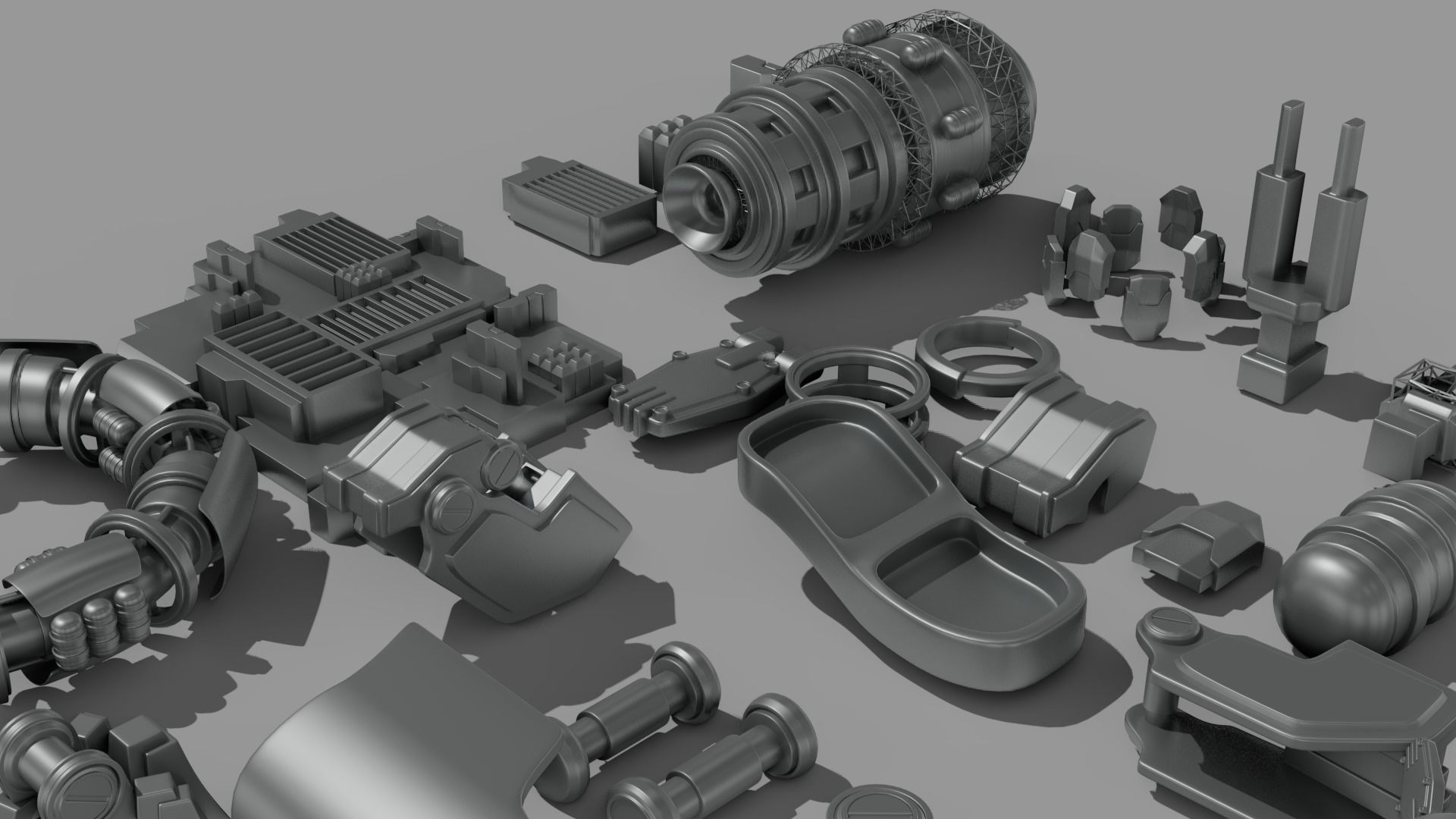 Spaceship Parts Kitbash Pack 3D model_6