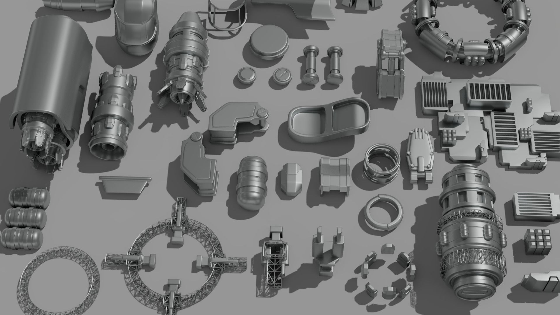 Spaceship Parts Kitbash Pack 3D model_3