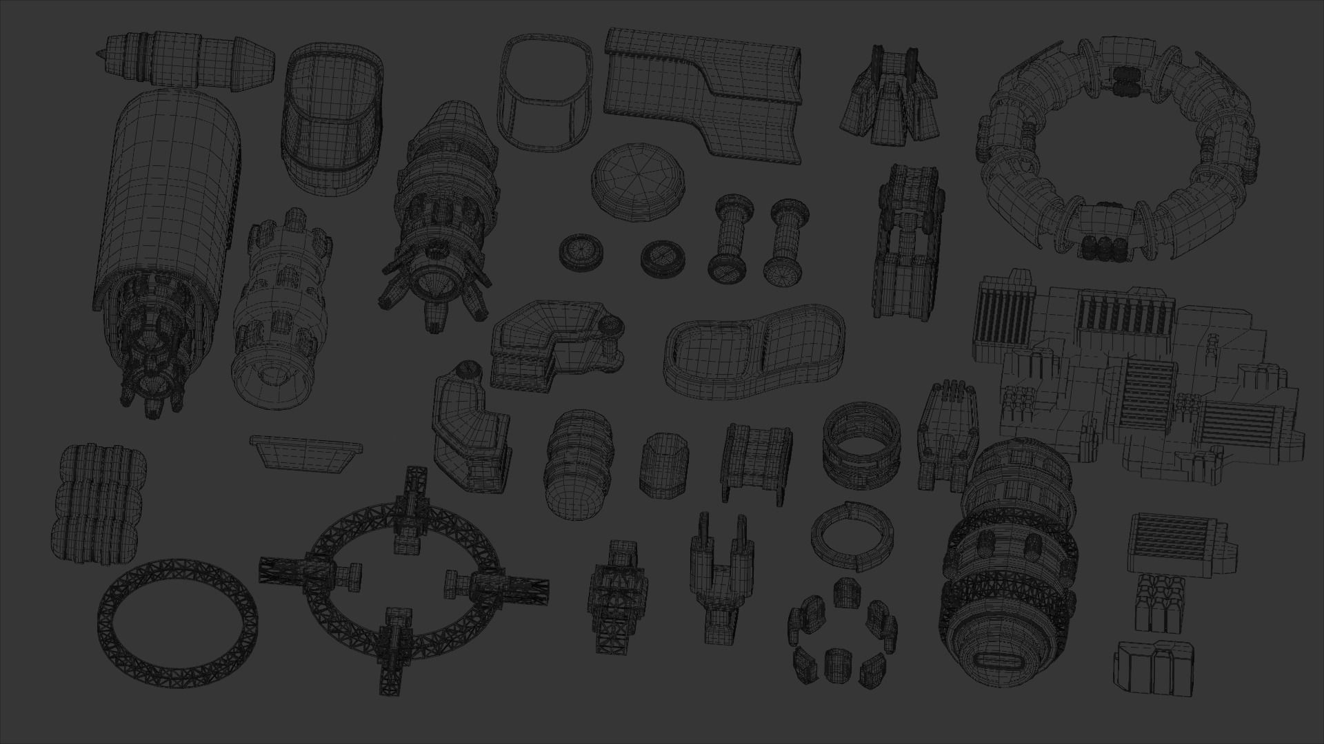 Spaceship Parts Kitbash Pack 3D model_2