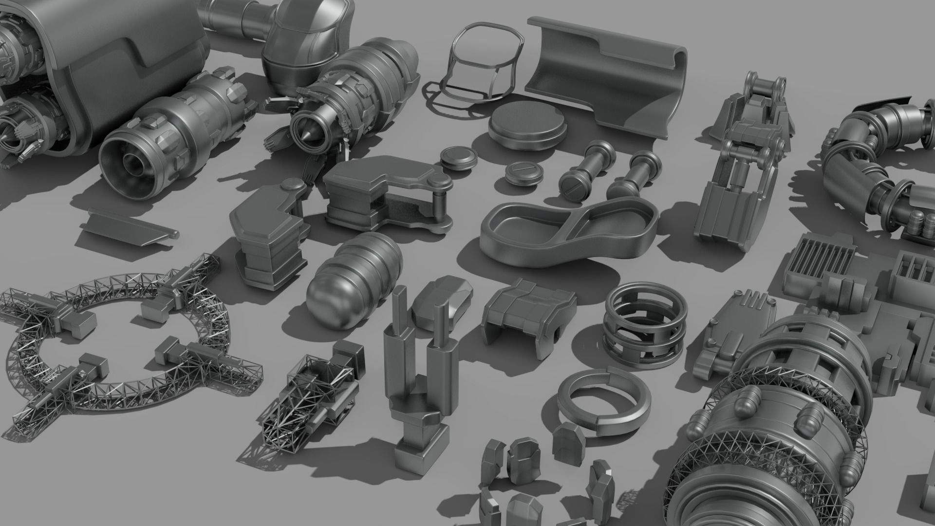 Spaceship Parts Kitbash Pack 3D model_4